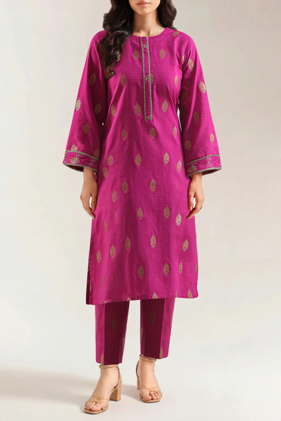 Embroidered Jacquard Cotton Stitched Shirt