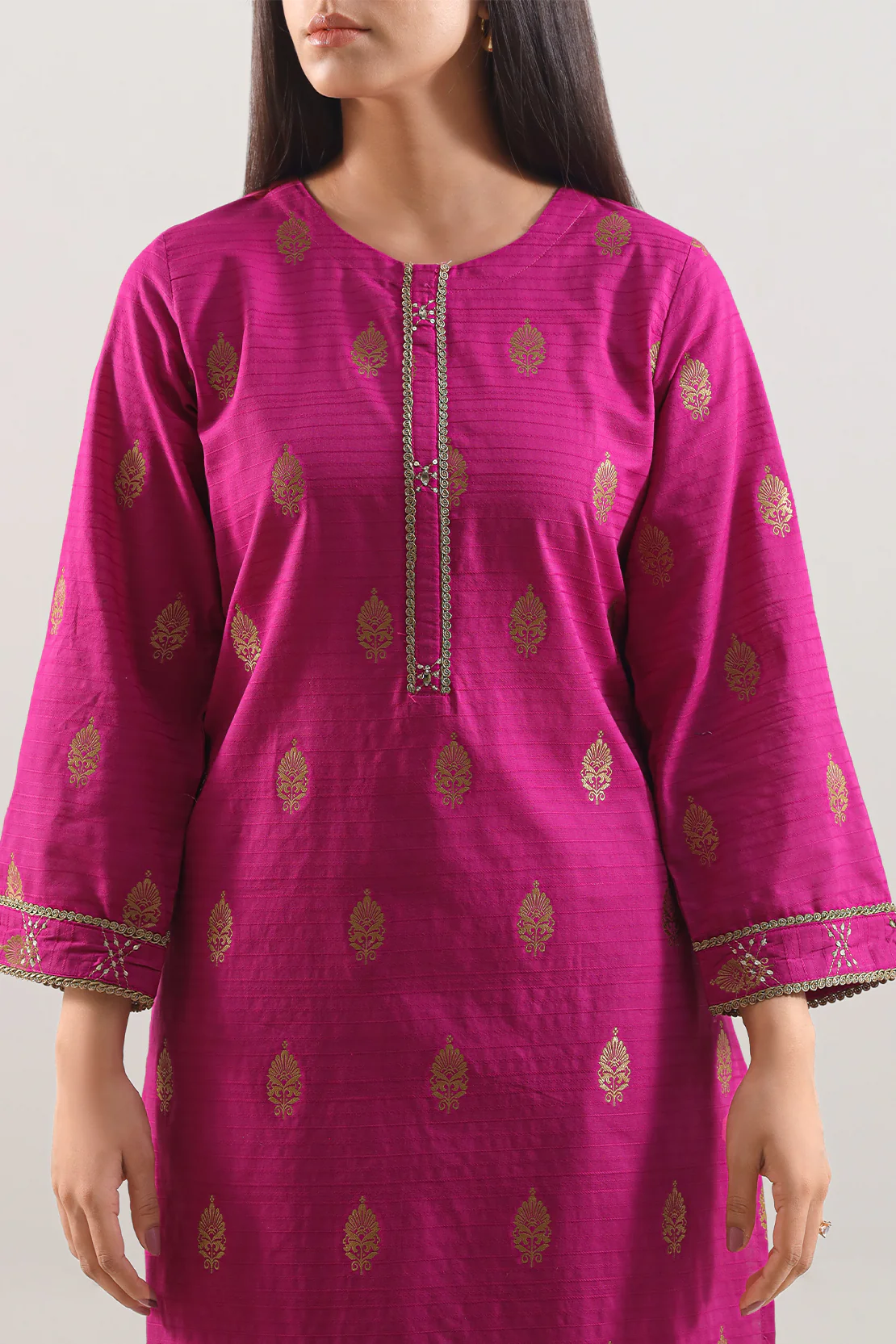 Embroidered Jacquard Cotton Stitched Shirt - Image 2