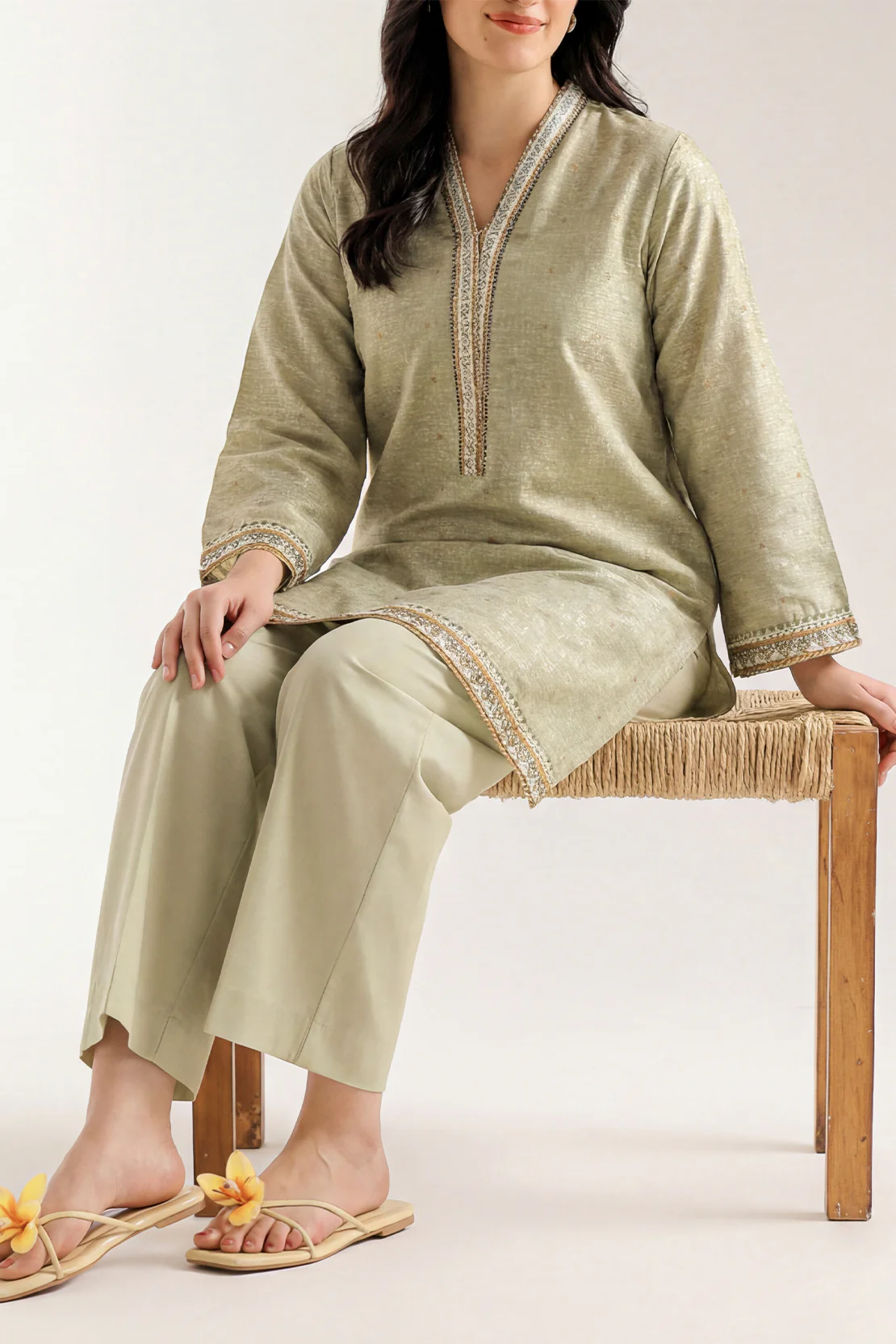 Embroidered Jacquard Cotton Stitched Shirt