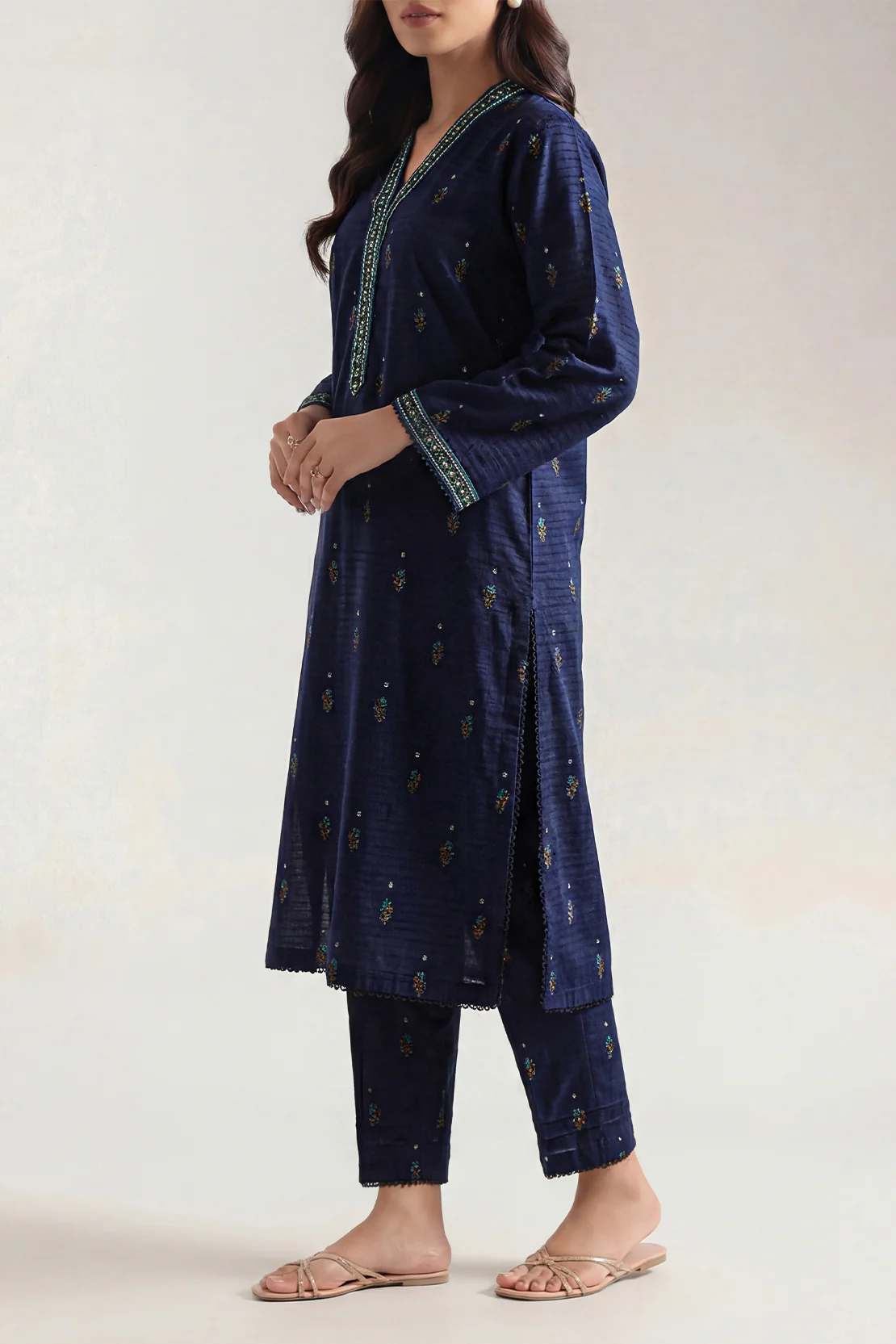 Embroidered Jacquard Cotton Stitched Shirt