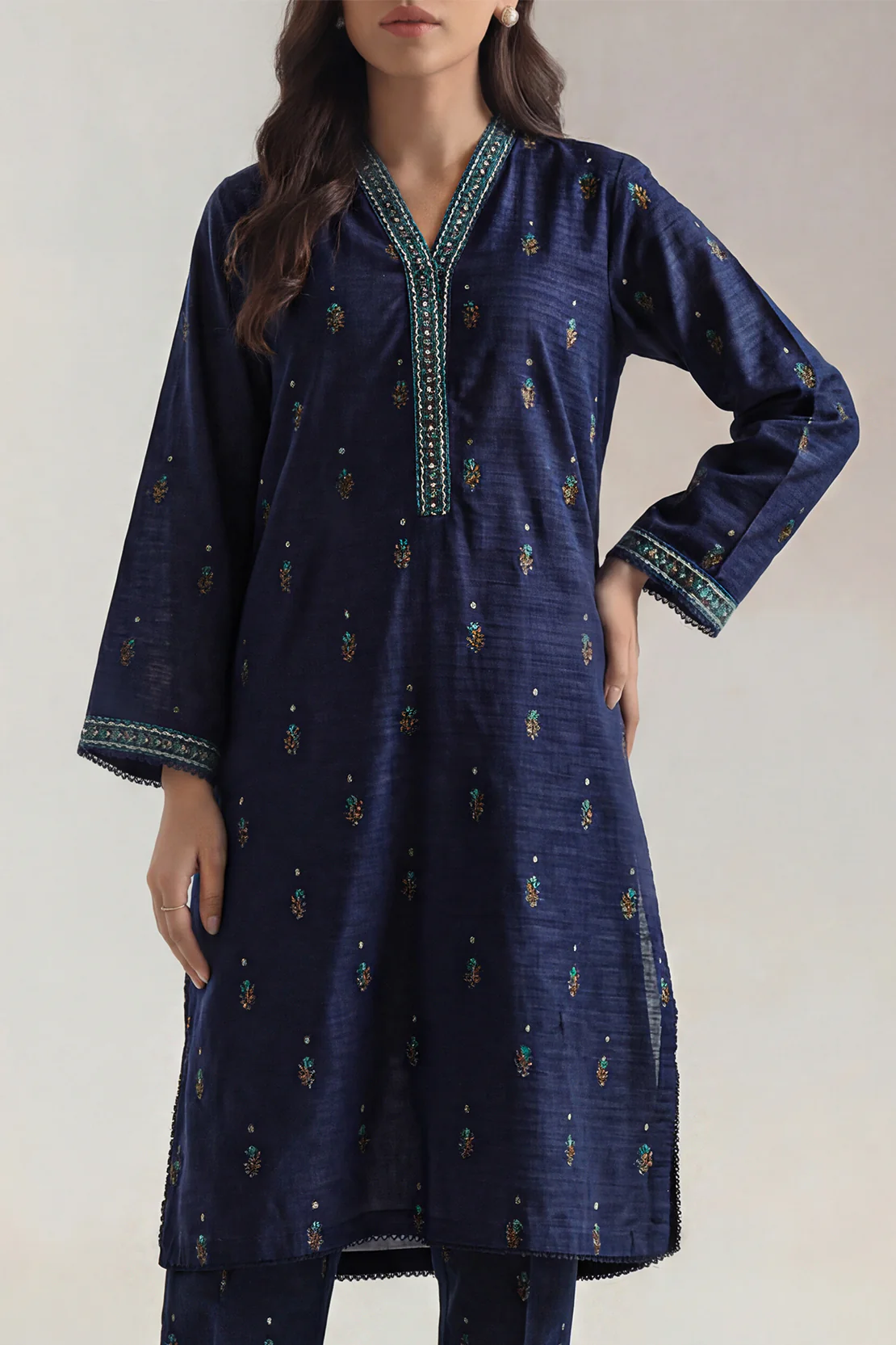 Embroidered Jacquard Cotton Stitched Shirt - Image 3