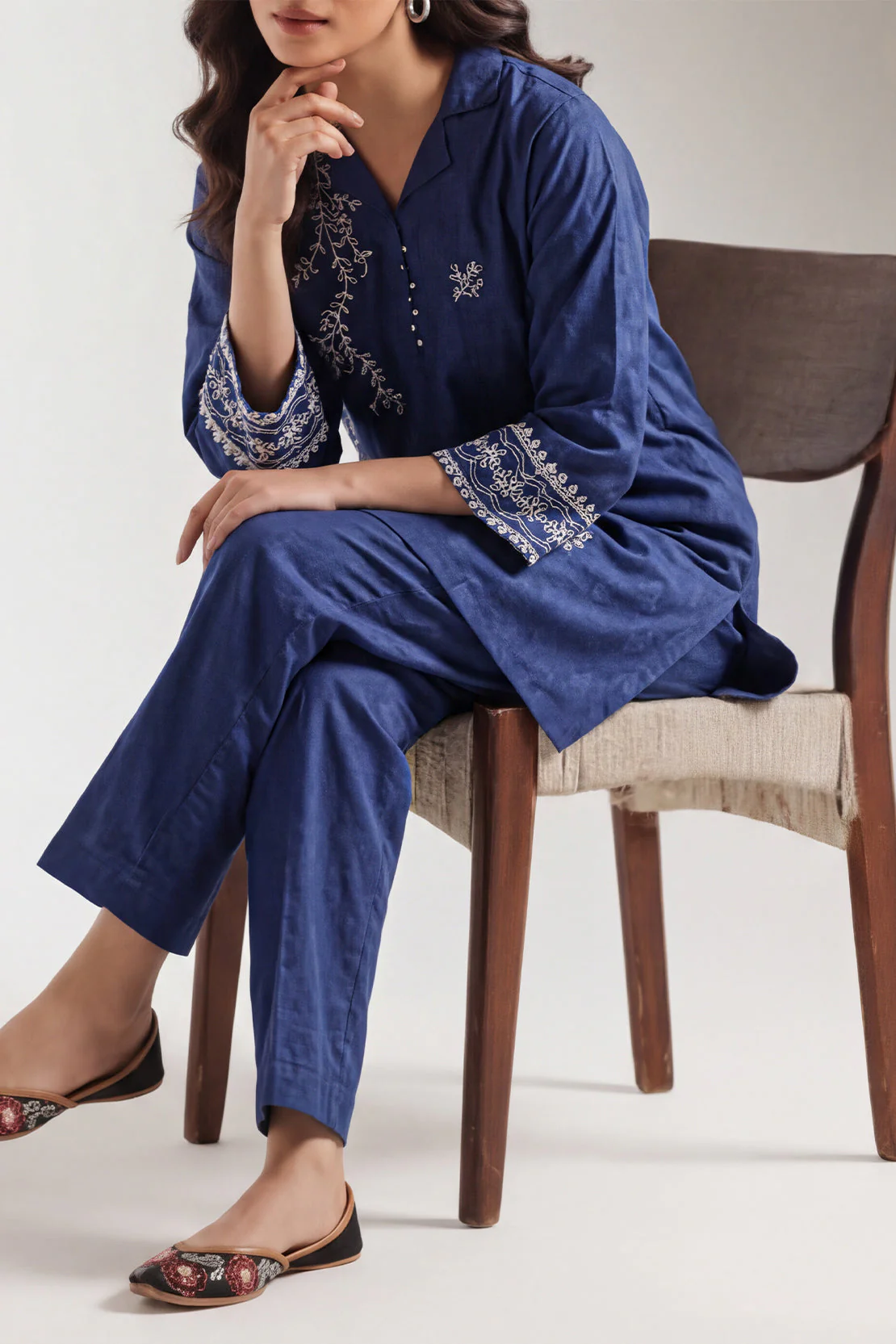 Embroidered Jacquard Cotton Stitched Shirt