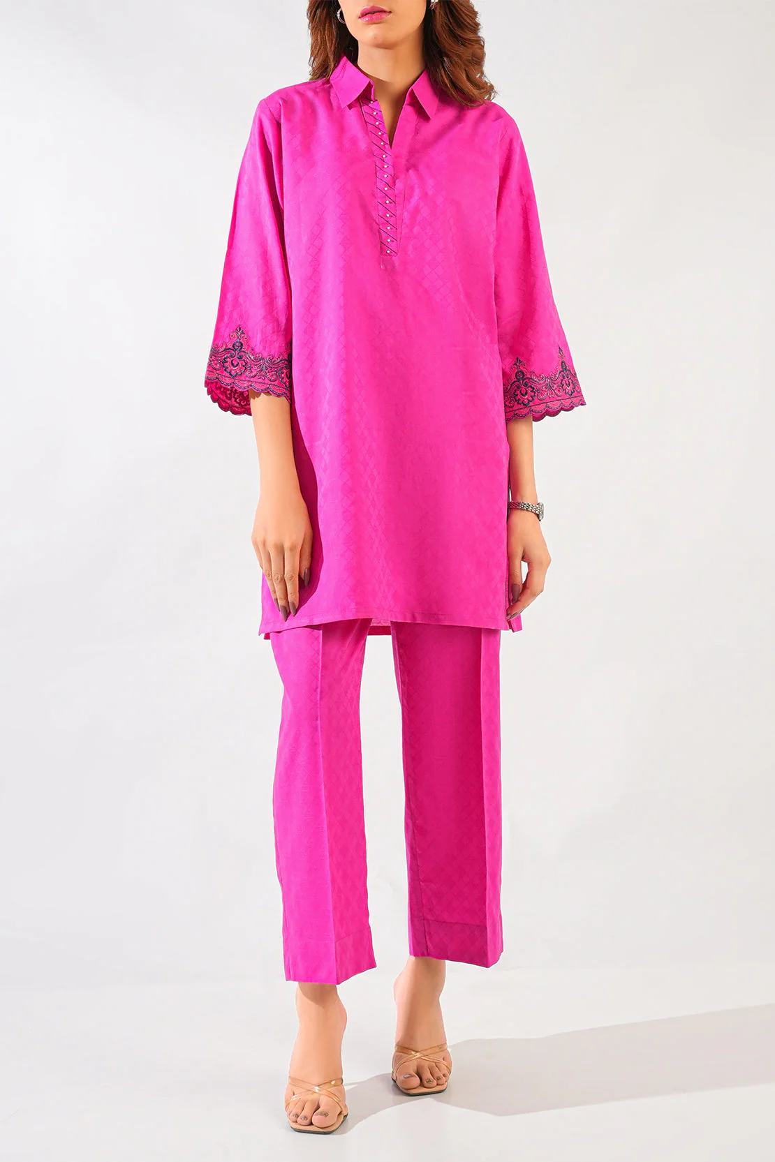 Embroidered Lawn Jacquard Stitched 2 Piece (Shirt/Trouser)