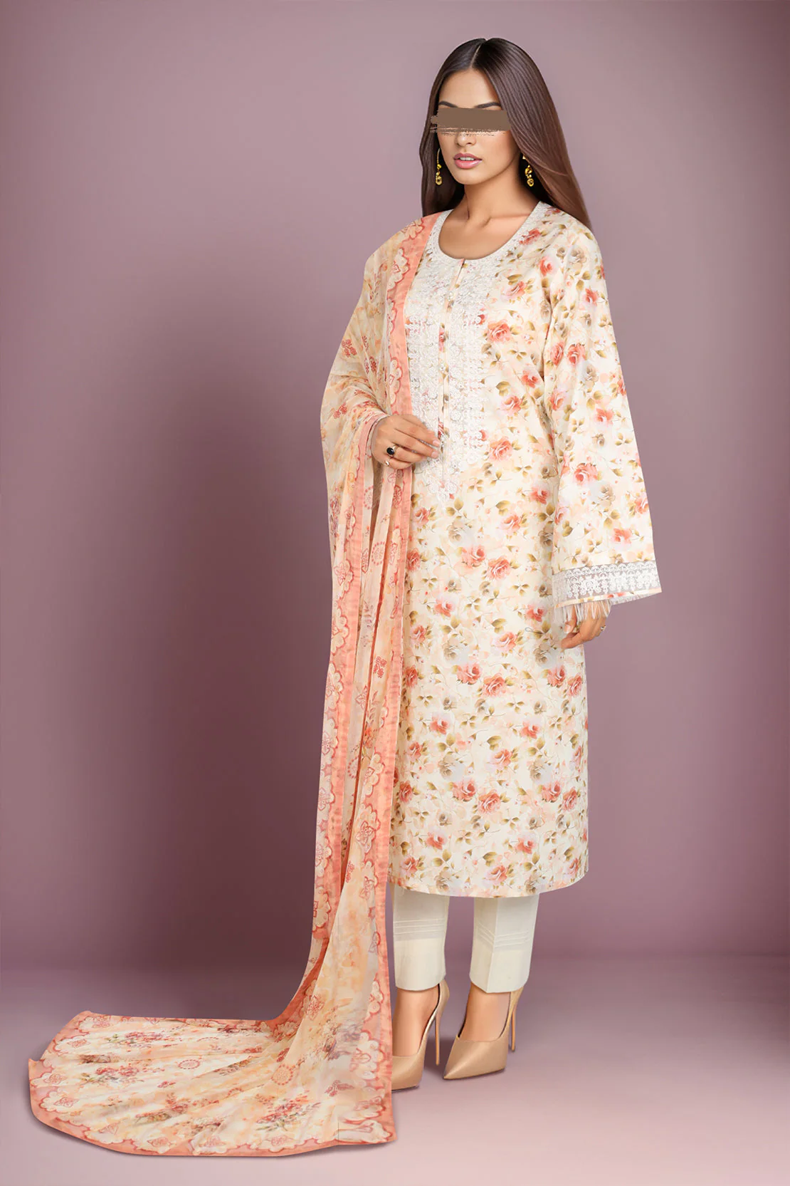 Embroidered Lawn Stitched 2 Piece (Shirt/Dupatta) - Image 2