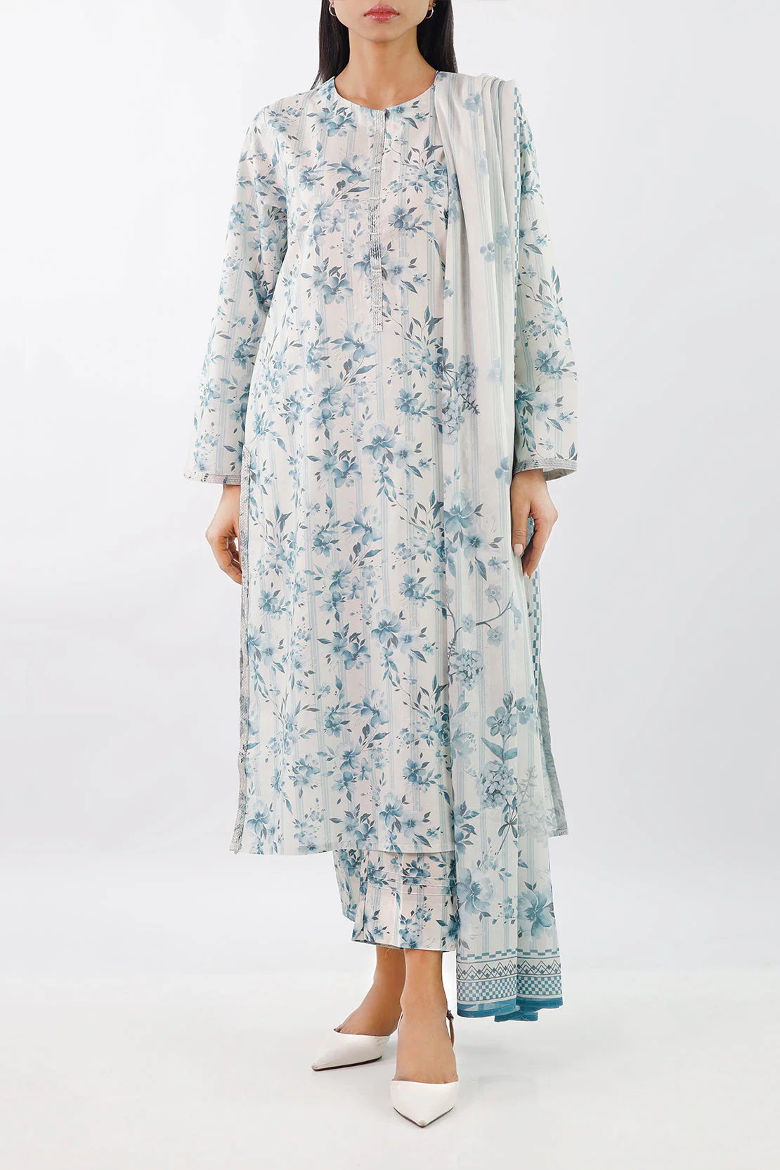 Embroidered Lawn Stitched 2 Piece (Shirt/Dupatta)