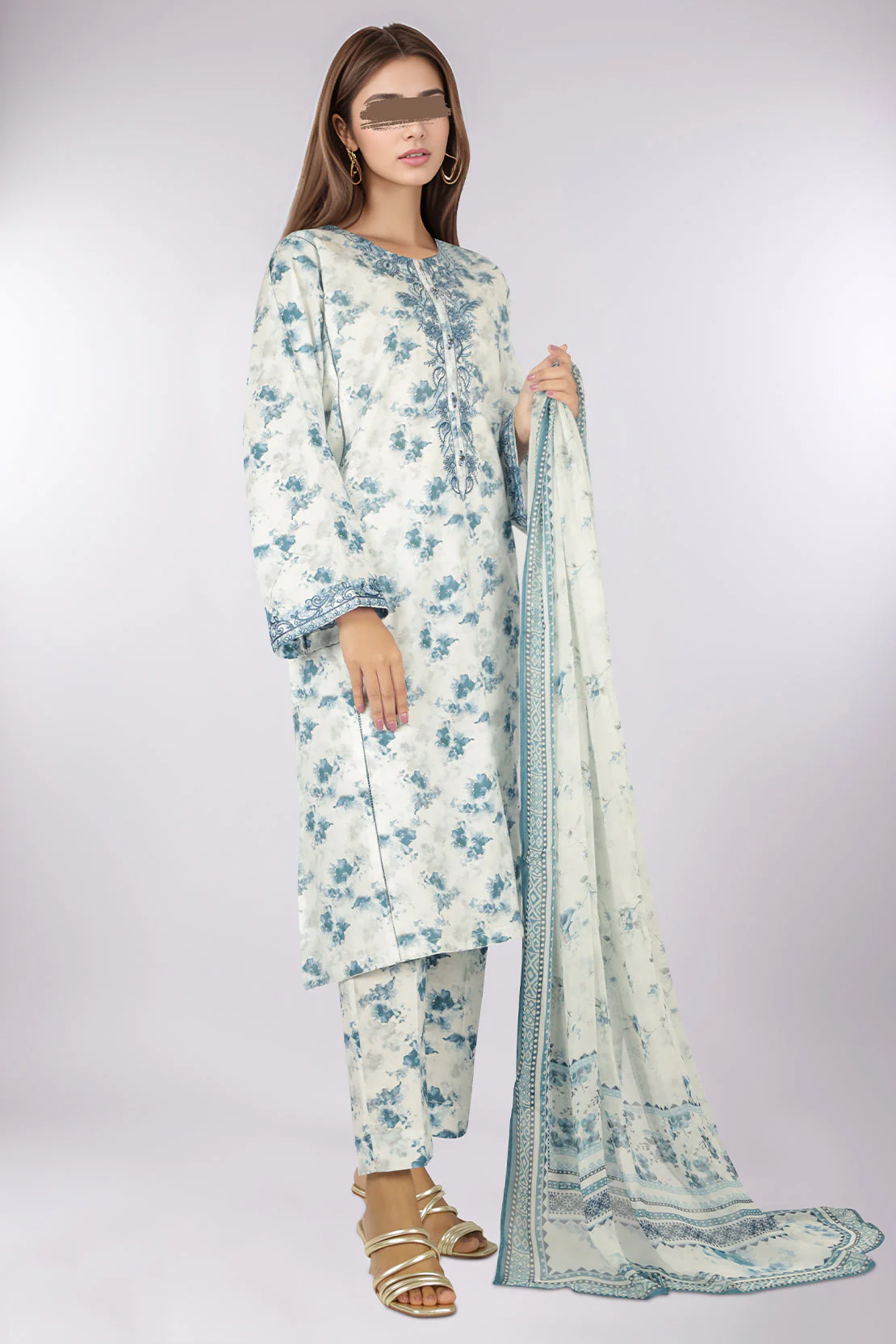 Embroidered Lawn Stitched 2 Piece (Shirt/Trouser)
