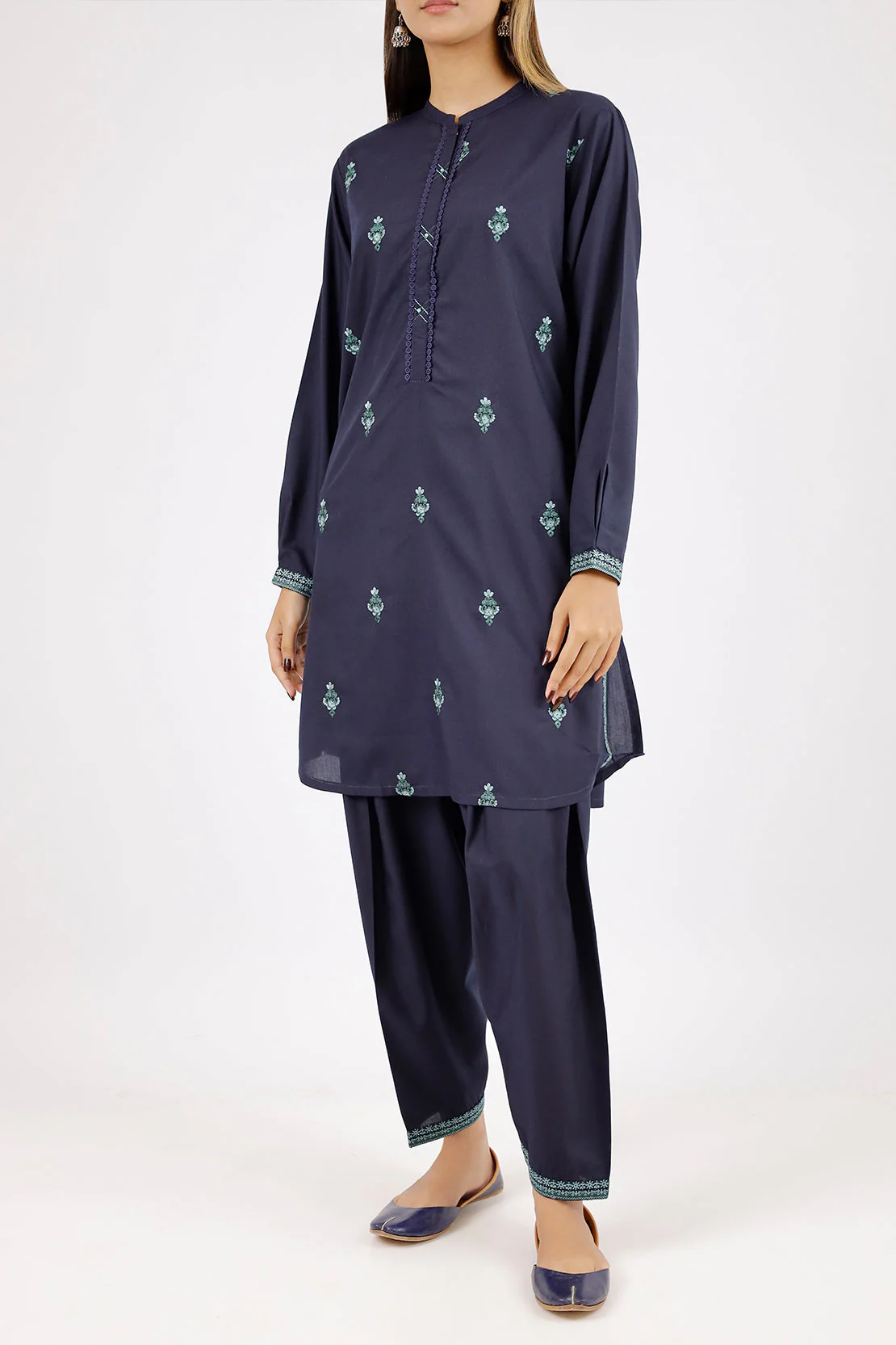 Embroidered Polyester Stitched 2 Piece (Shirt/Trouser) - Image 2