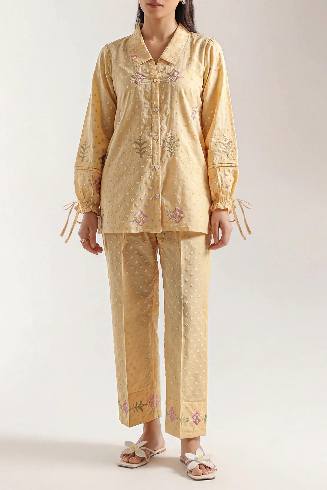 Embroidered Reverse Jacquard Stitched 2 Piece (Shirt/Trouser)