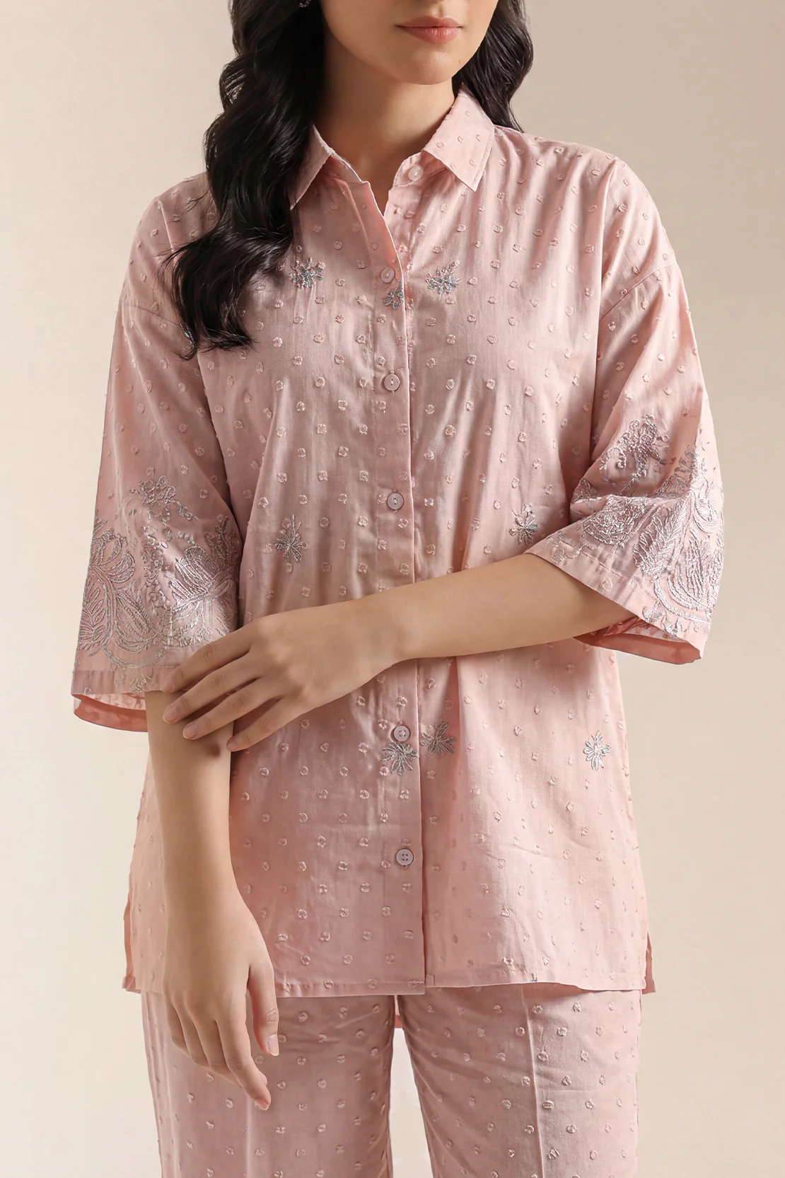 Embroidered Reverse Jacquard Stitched 2 Piece (Shirt/Trouser) - Image 3