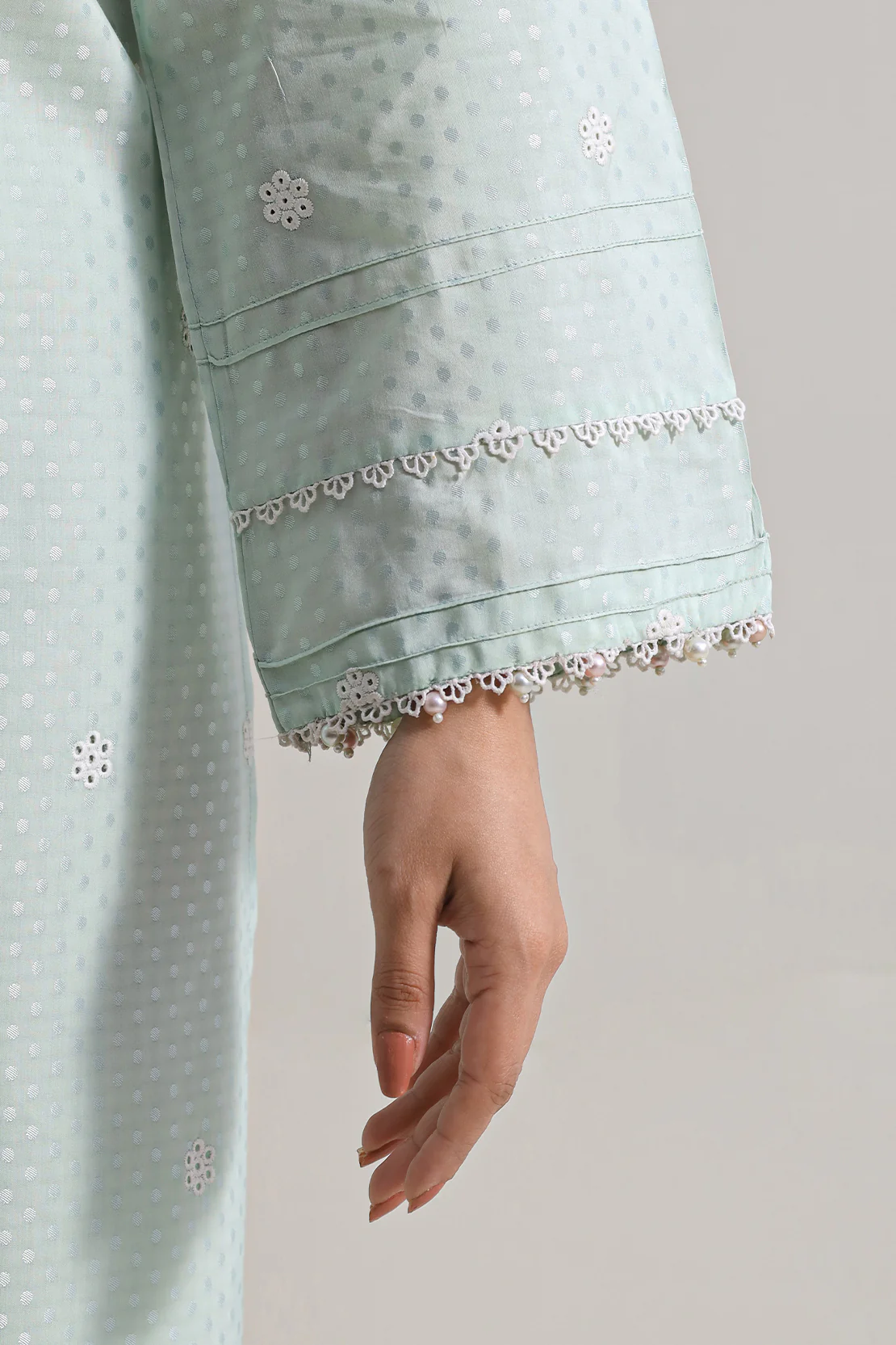Embroidered Self Jacquard Stitched 2 Piece (Shirt/Trouser) - Image 5