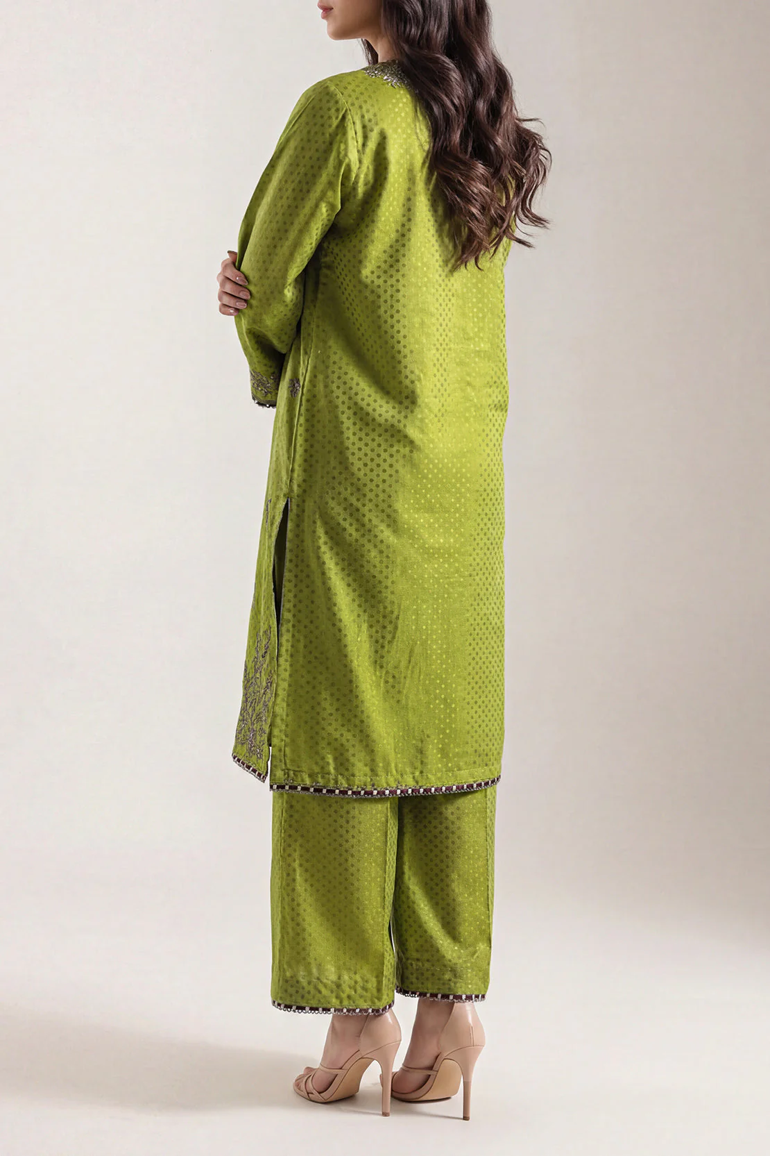 Embroidered Self Jacquard Stitched 2 Piece (Shirt/Trouser) - Image 3