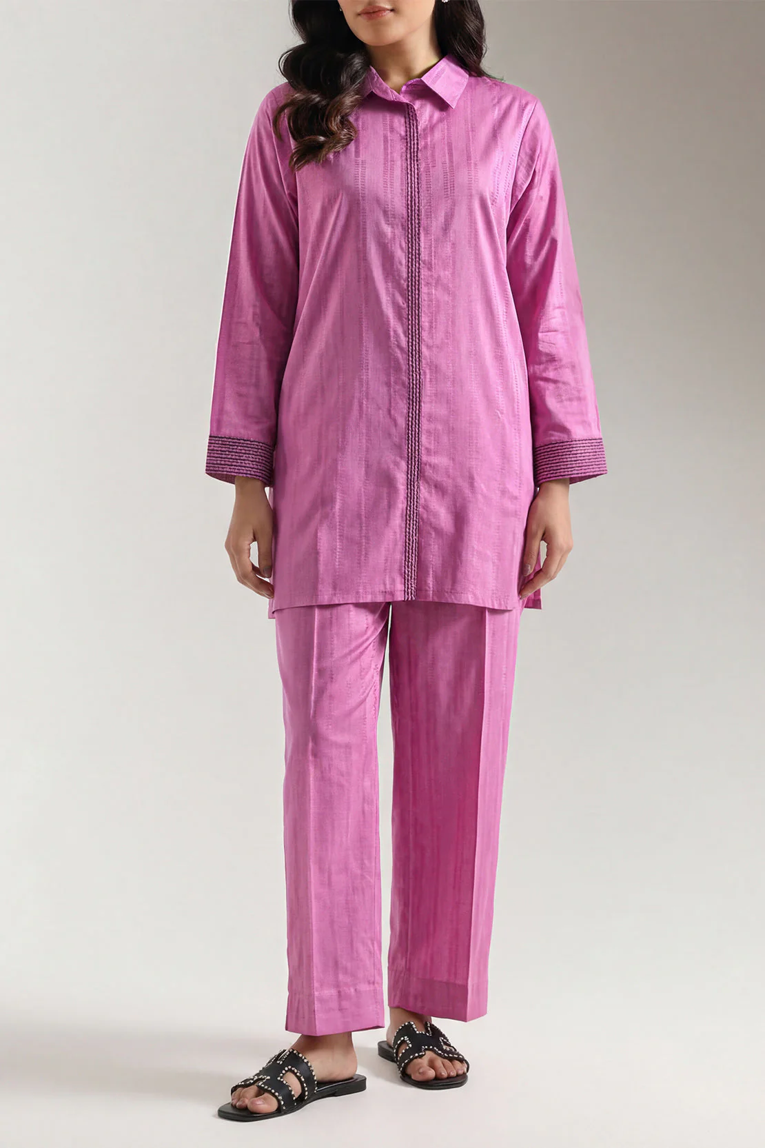 Embroidered Self Jacquard Stitched 2 Piece (Shirt/Trouser)