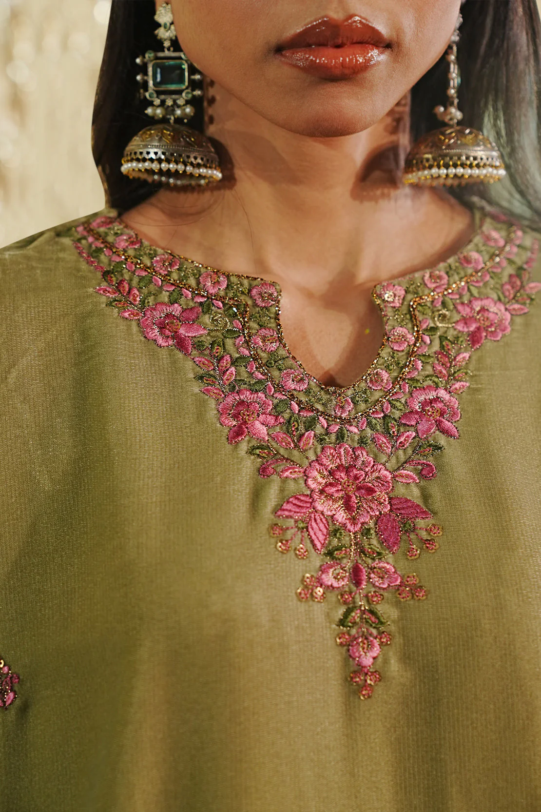 Embroidered Velvet Stitched Shirt - Image 6