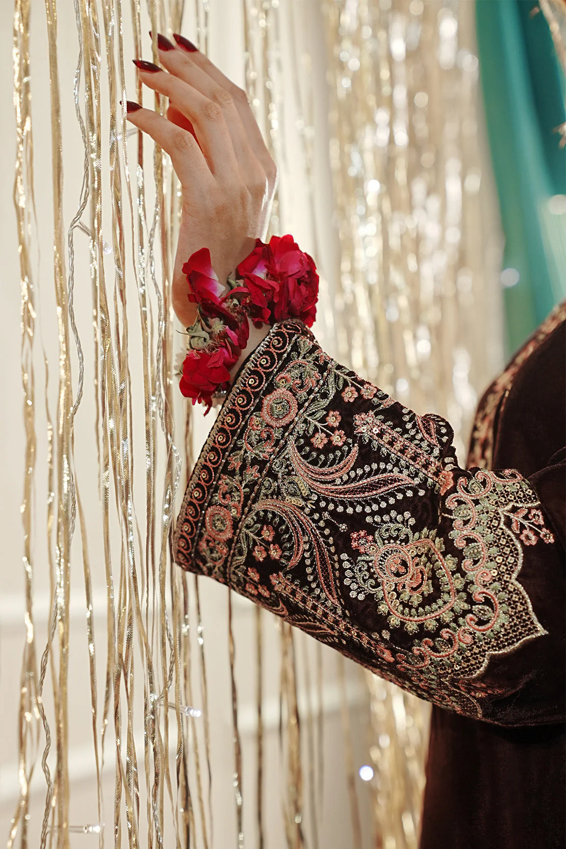 Embroidered Velvet Stitched Shirt - Image 4