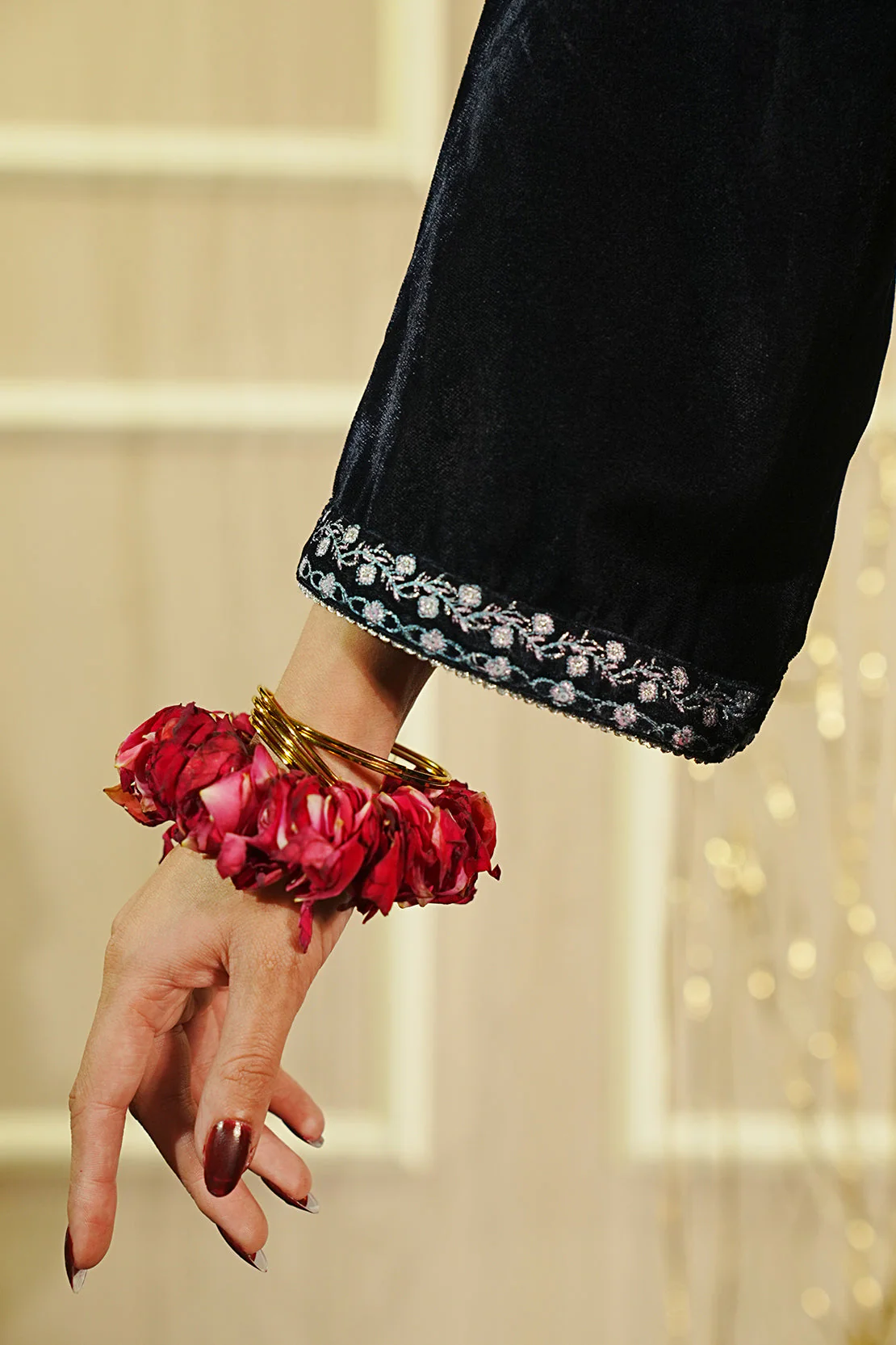 Solid Embroidered Velvet Stitched (Shirt/Trouser) - Image 4