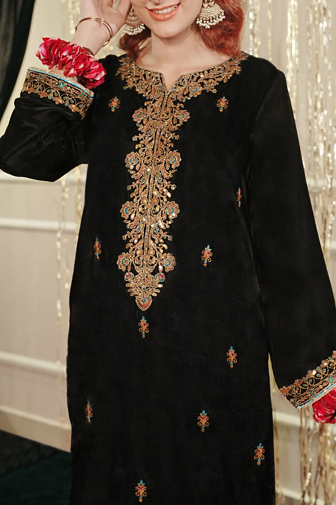Embroidered Velvet Stitched (Shirt/Trouser) - Image 3