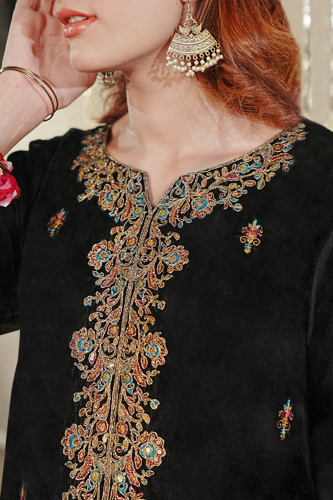 Embroidered Velvet Stitched (Shirt/Trouser) - Image 4