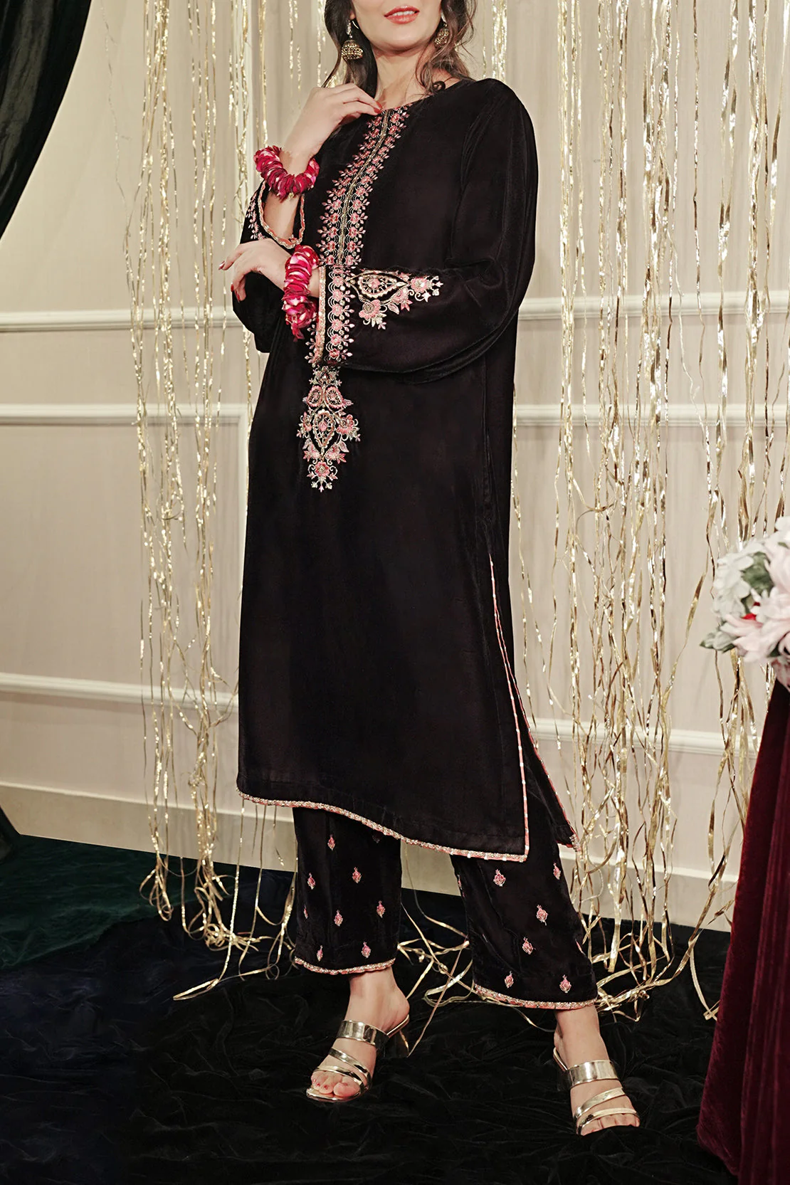 Embroidered Velvet Stitched (Shirt/Trouser) - Image 2