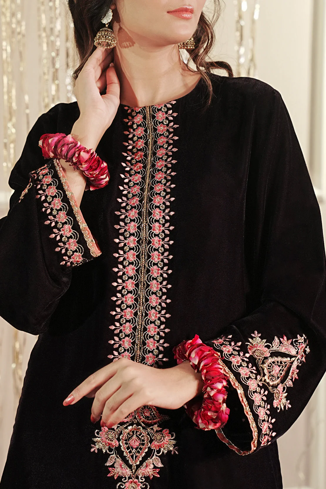 Embroidered Velvet Stitched (Shirt/Trouser) - Image 3