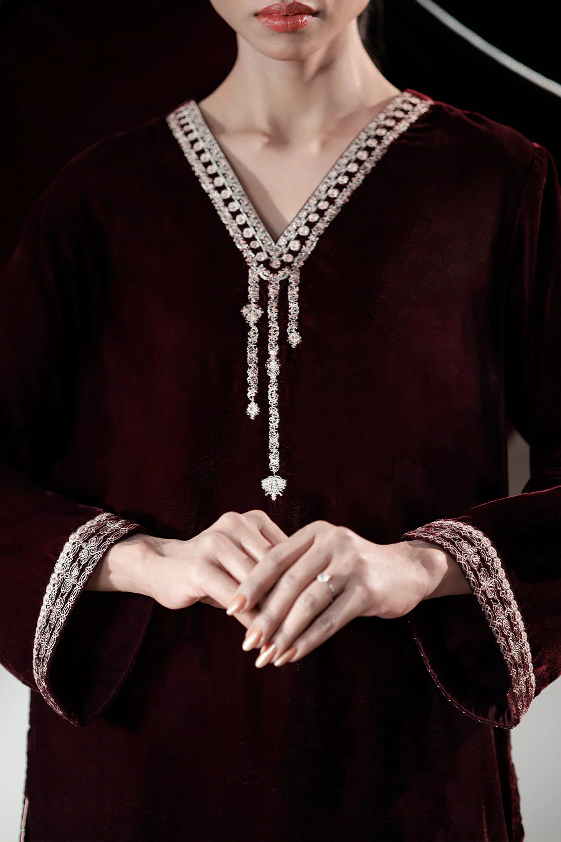 Embroidered Velvet Stitched (Shirt/Trouser) - Image 4