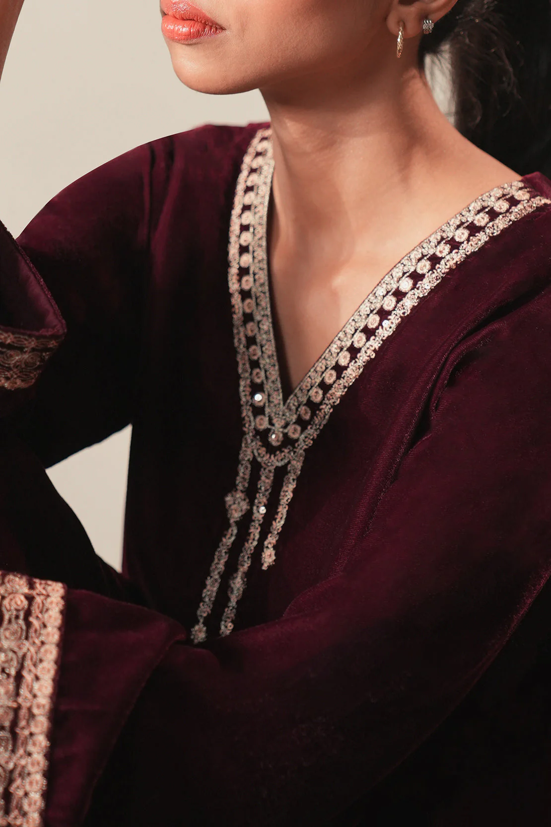 Embroidered Velvet Stitched (Shirt/Trouser) - Image 6