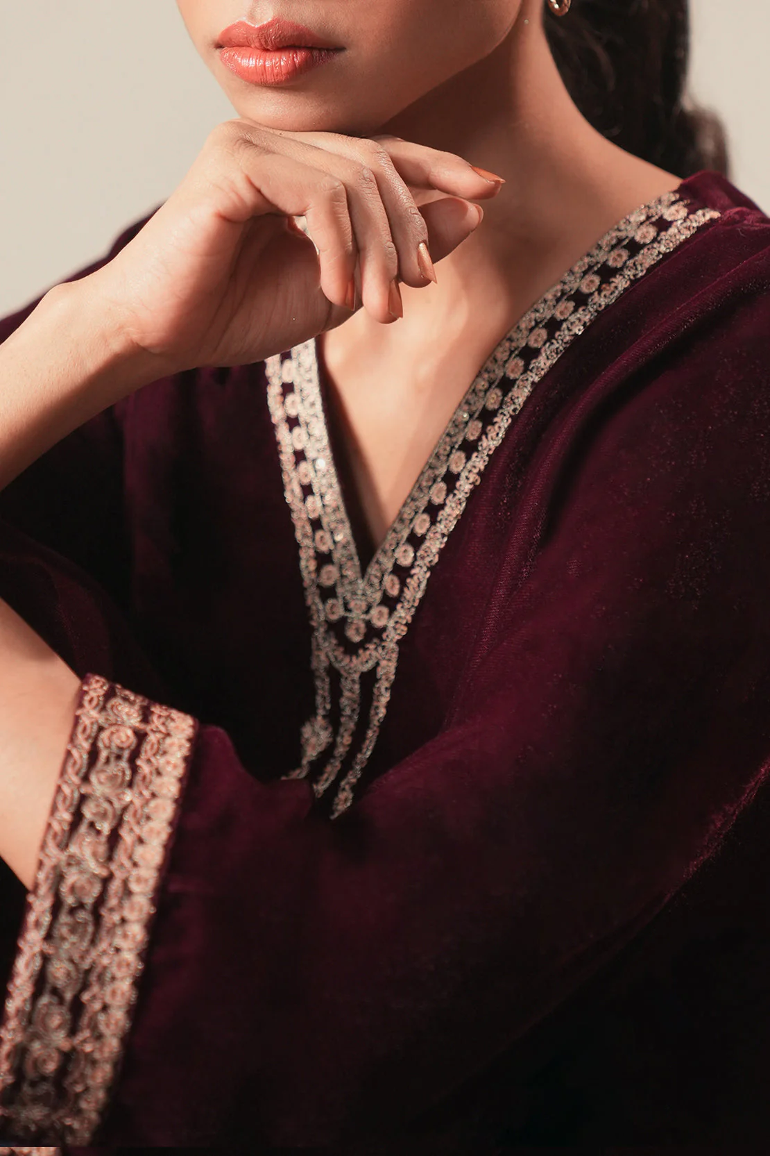 Embroidered Velvet Stitched (Shirt/Trouser) - Image 7