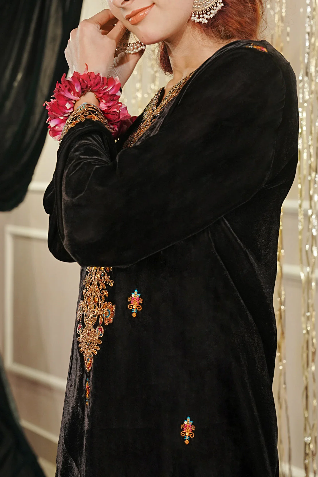 Embroidered Velvet Stitched (Shirt/Trouser) - Image 6