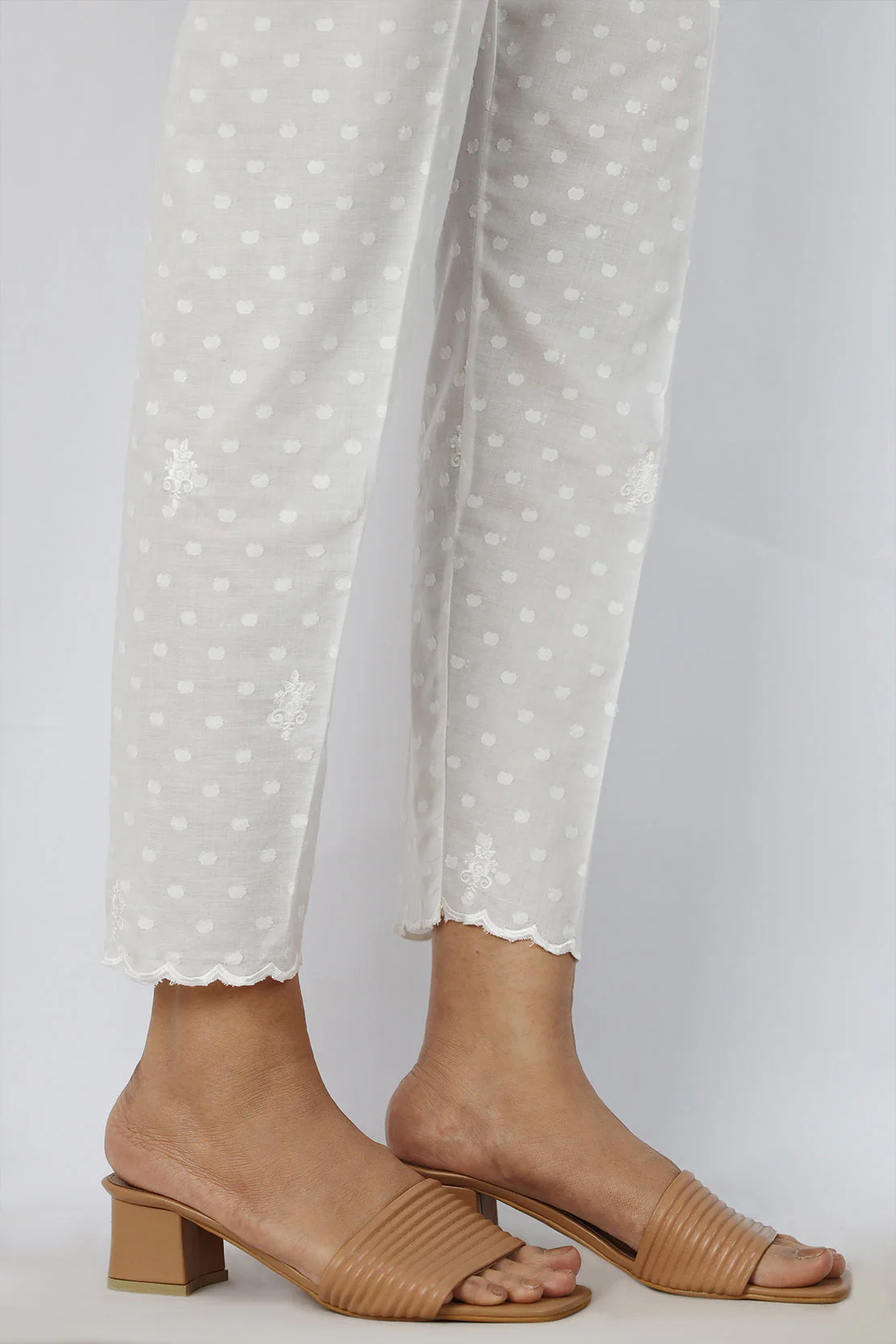 Embroidery Cotton Jacquard Pants - Image 2