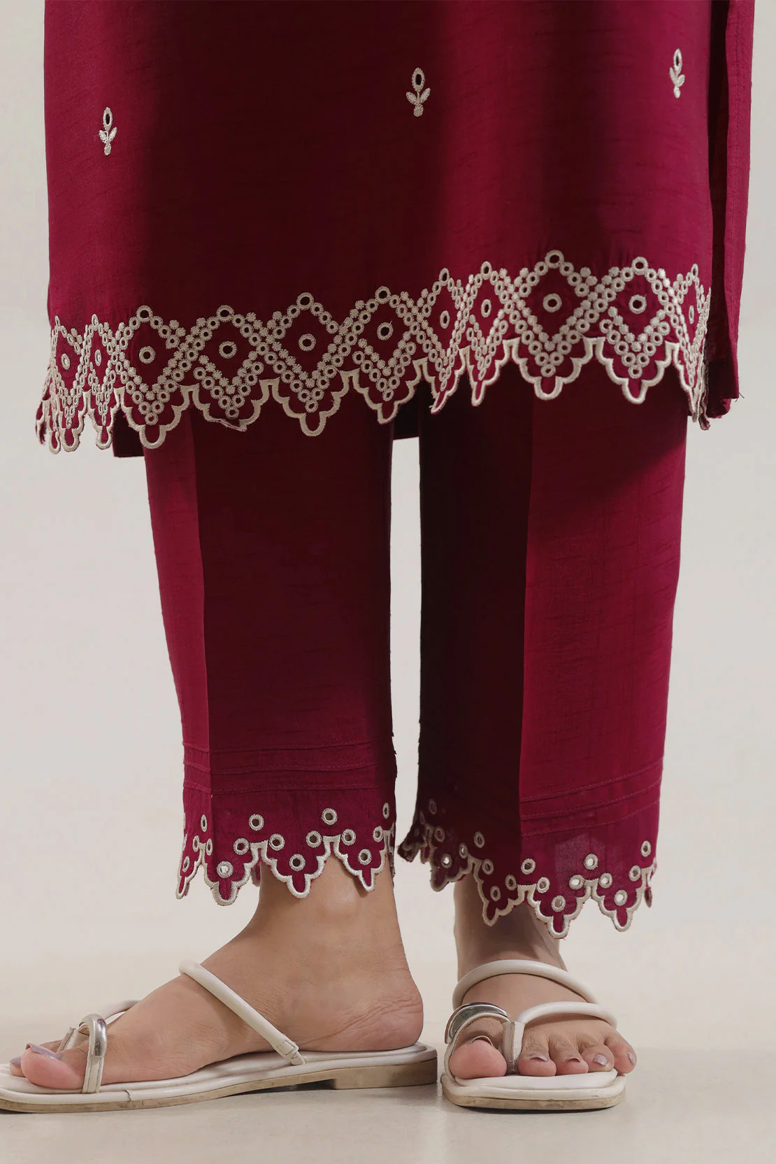 Embroidery Korean Silk Pant