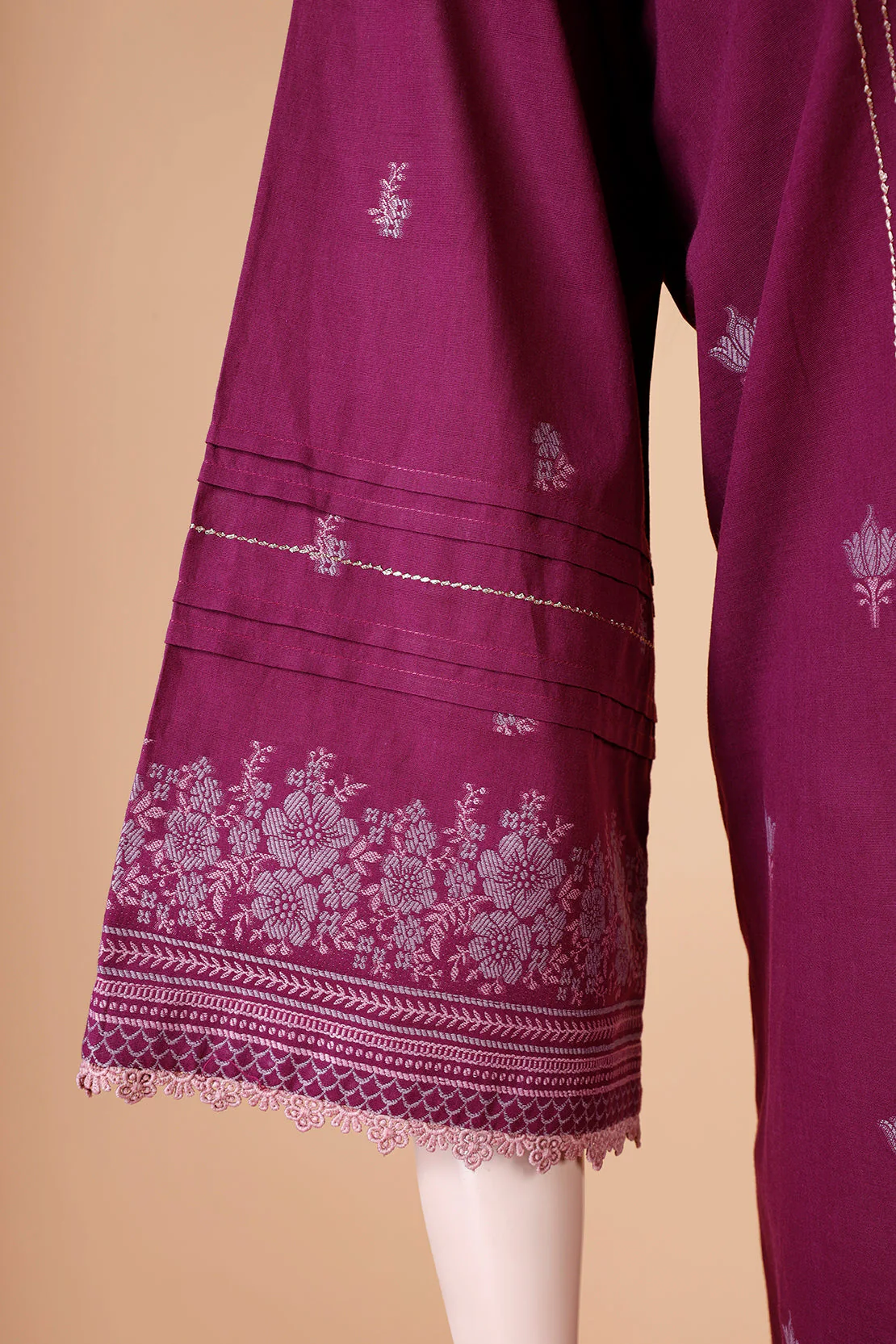 Unstitched Jacquard Cotton 2 Piece (Shirt/Dupatta) - Image 4