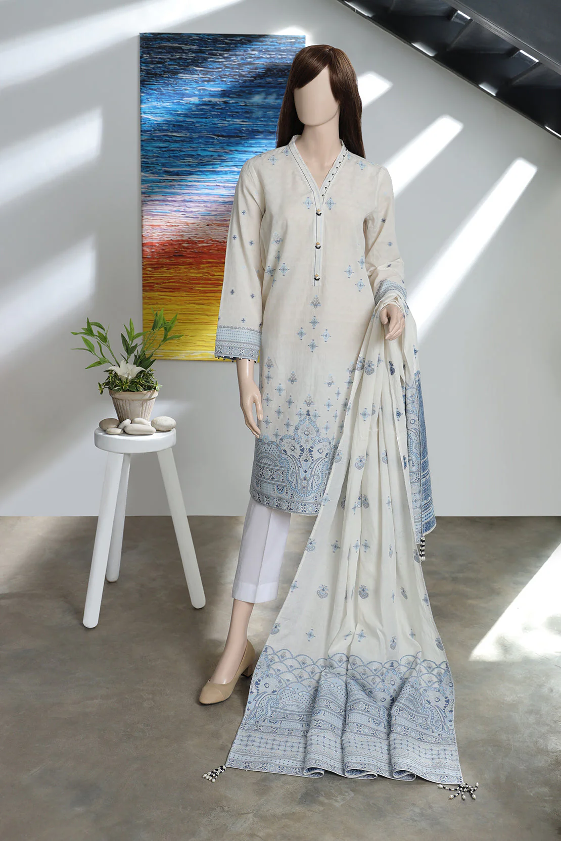 Unstitched Jacquard Cotton 3 Piece