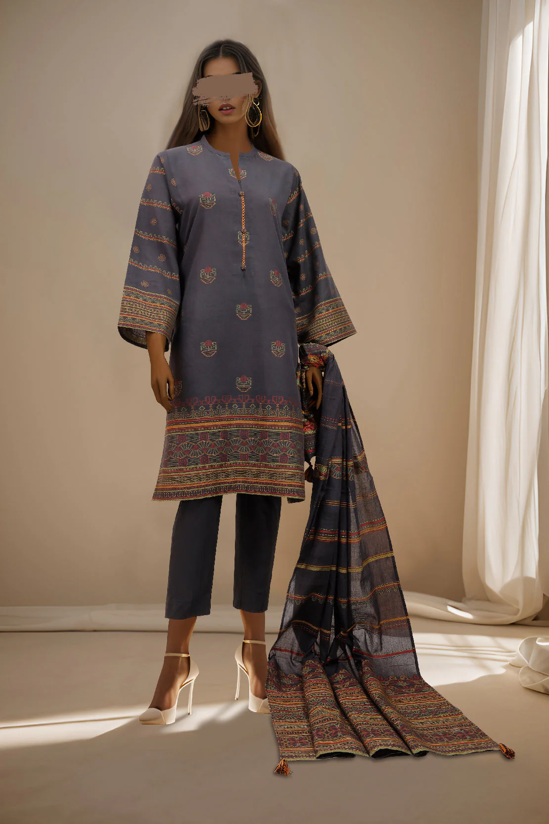 Unstitched Jacquard Cotton 3 Piece