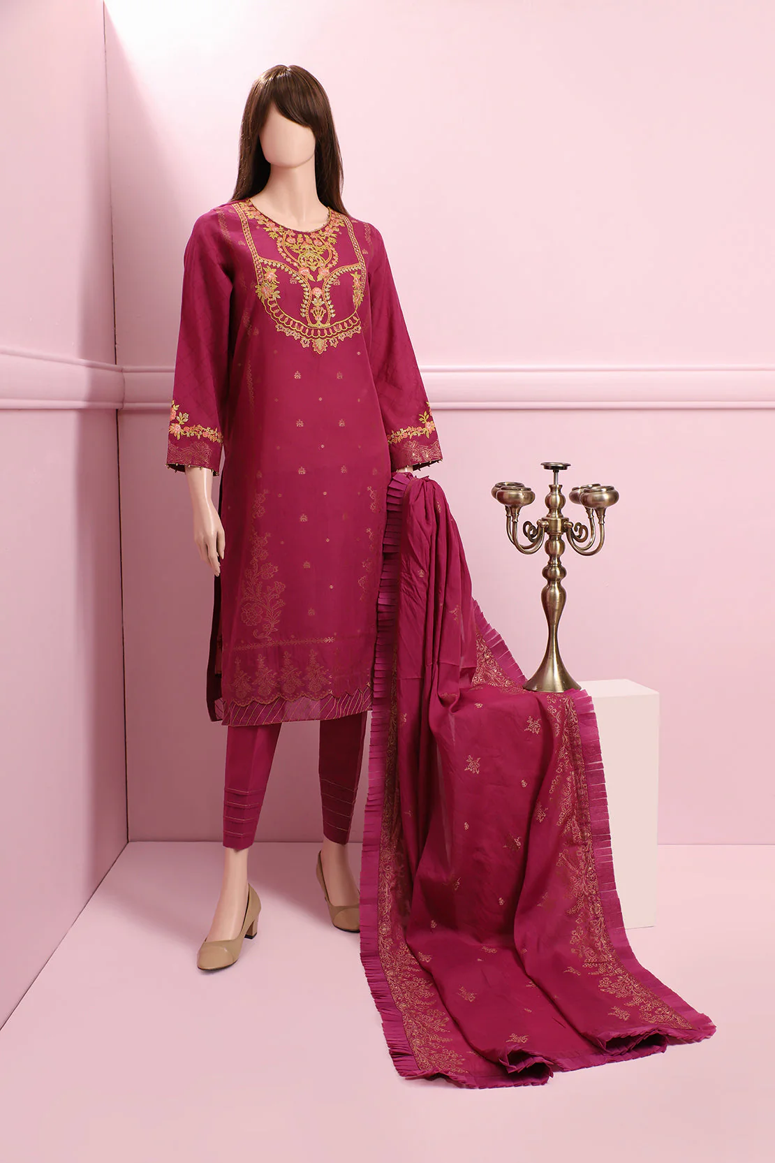Unstitched Jacquard Cotton 3 Piece