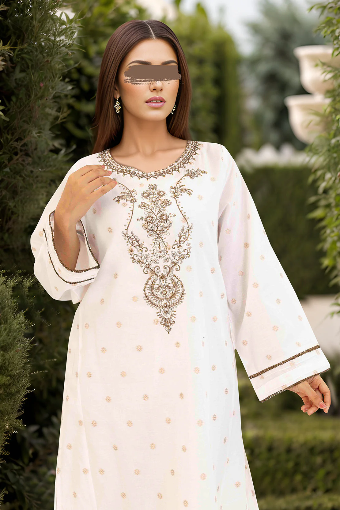 Embroidered Jacquard Cotton Stitched Shirt - Image 2