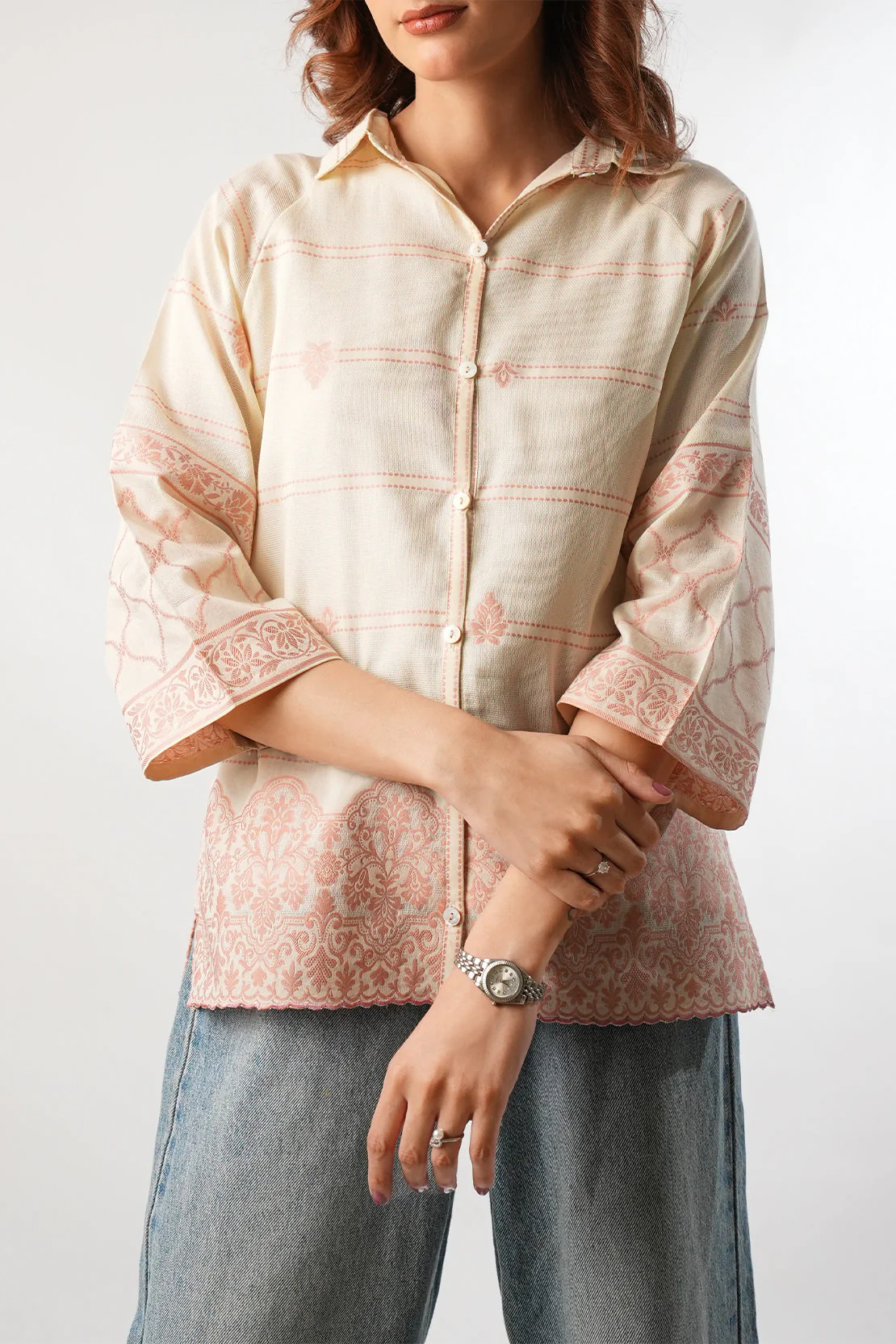 Jacquard Cotton Stitched Shirt