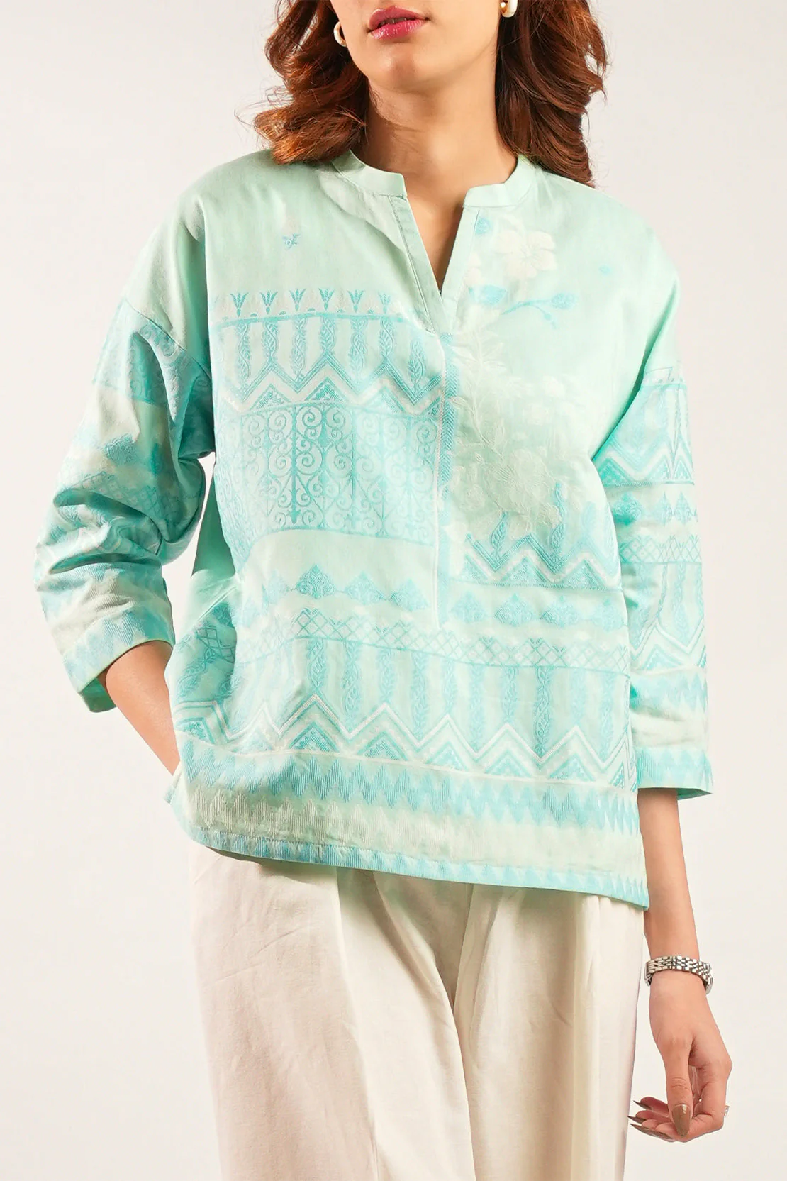 Jacquard Cotton Stitched Shirt