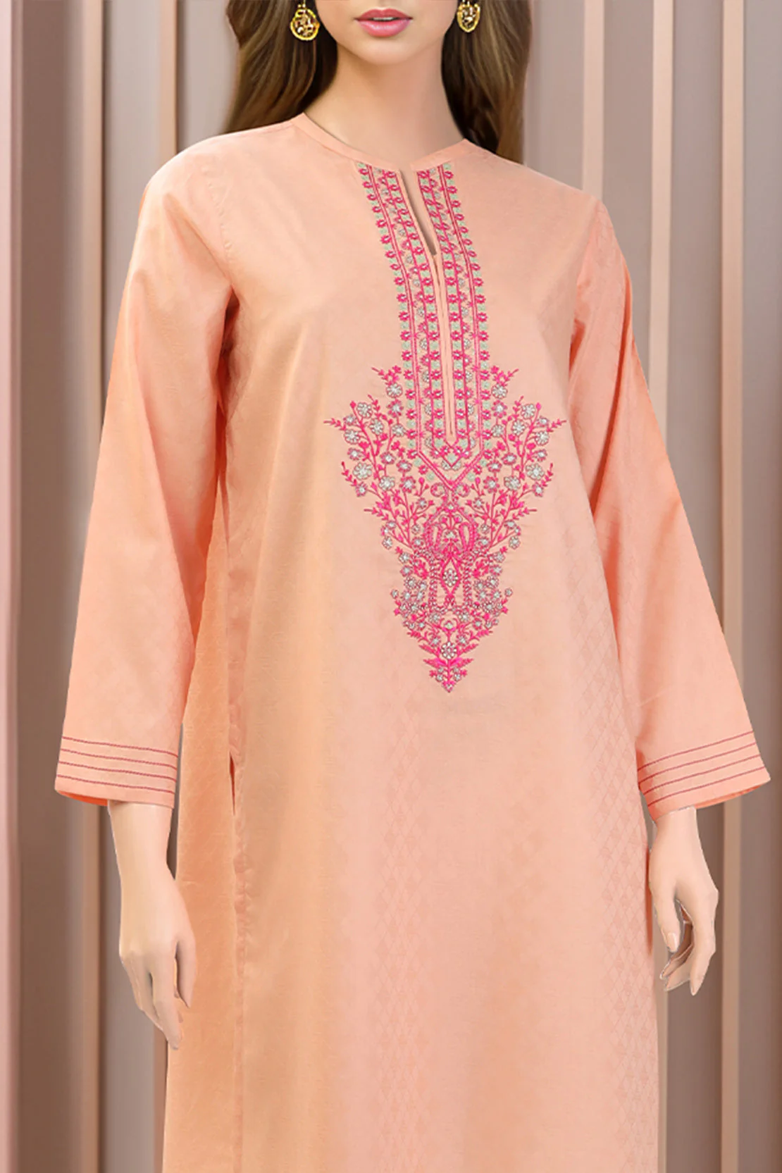 Embroidered Jacquard Lawn Stitched Shirt
