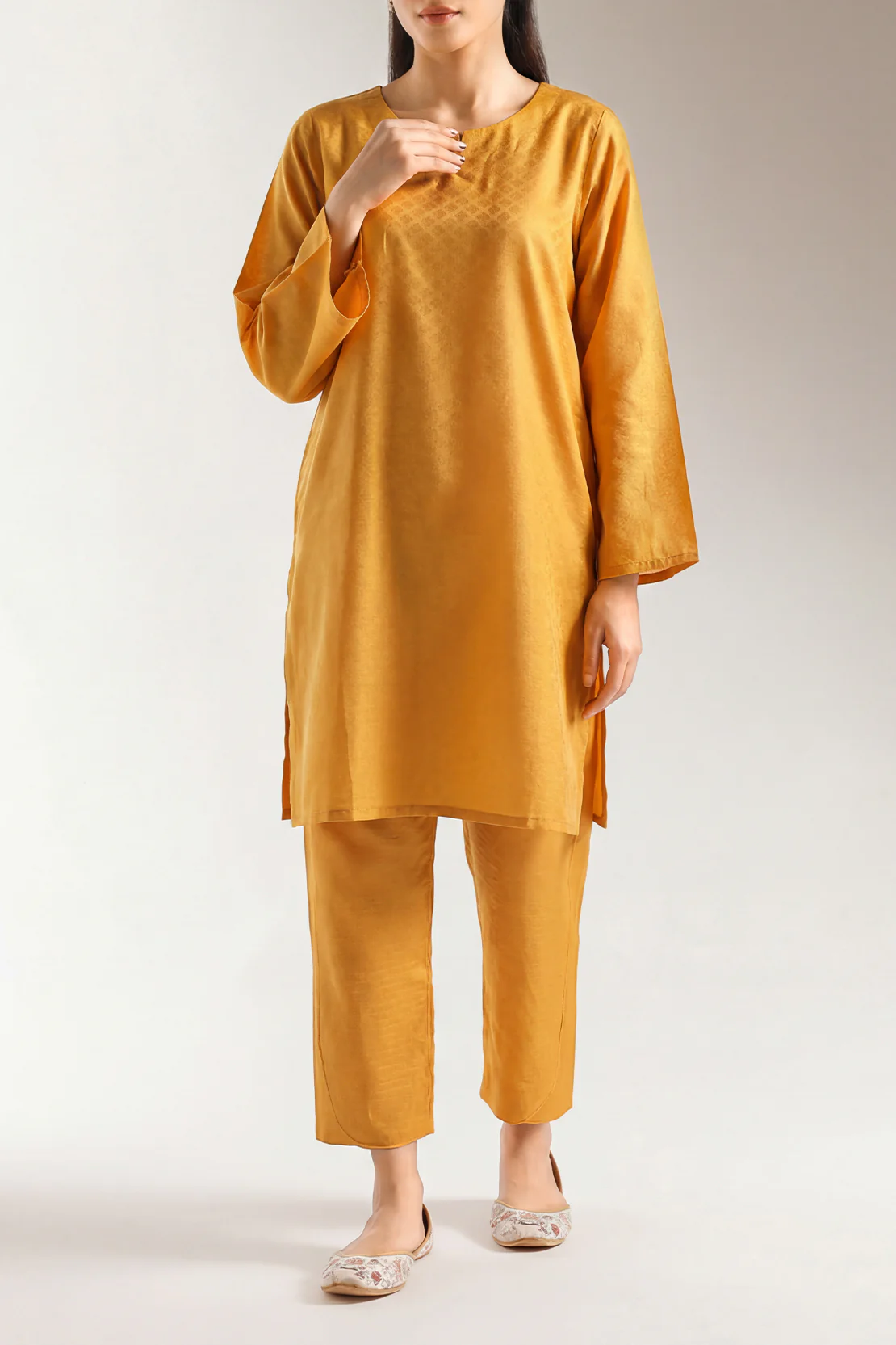 Jacquard Lawn Stitched Shirt