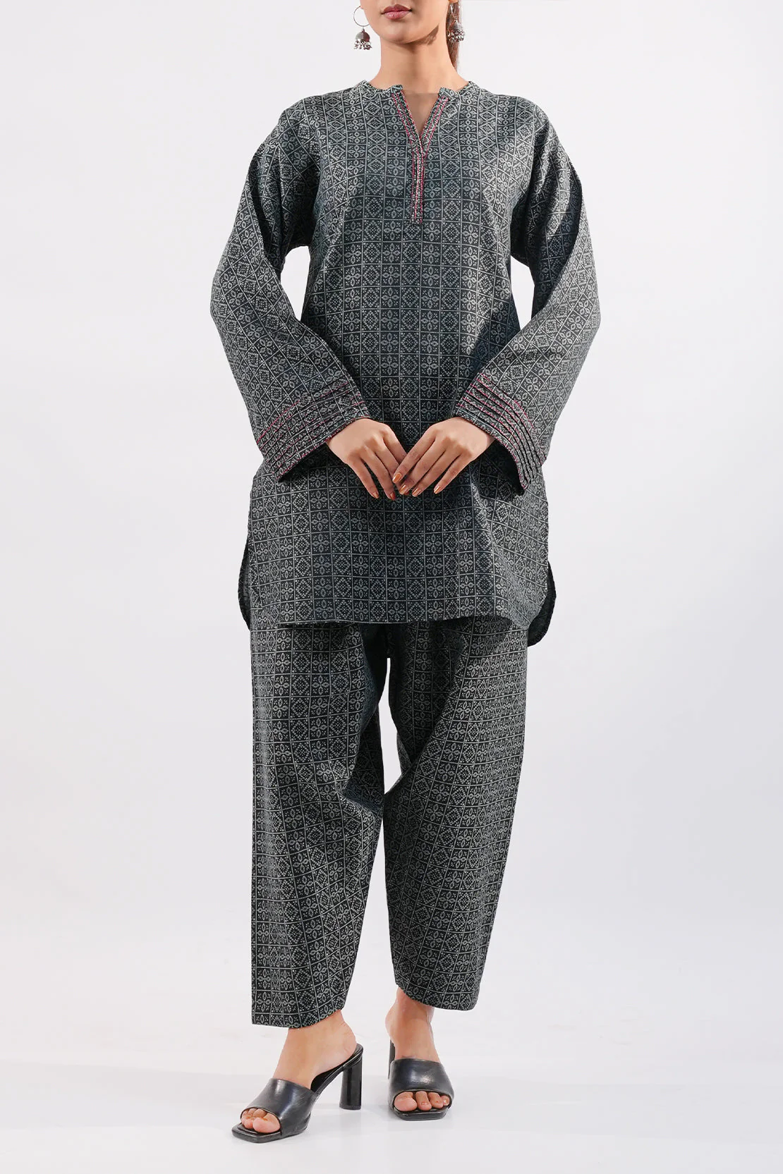 Jacquard Viscose Stitched 2 Piece (Shirt/Trouser) - Image 2