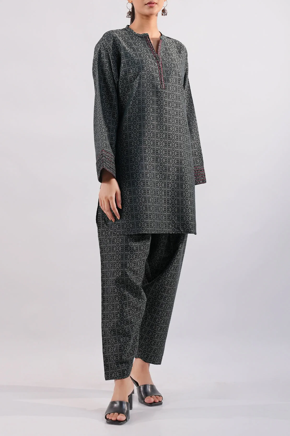 Jacquard Viscose Stitched 2 Piece (Shirt/Trouser) - Image 3