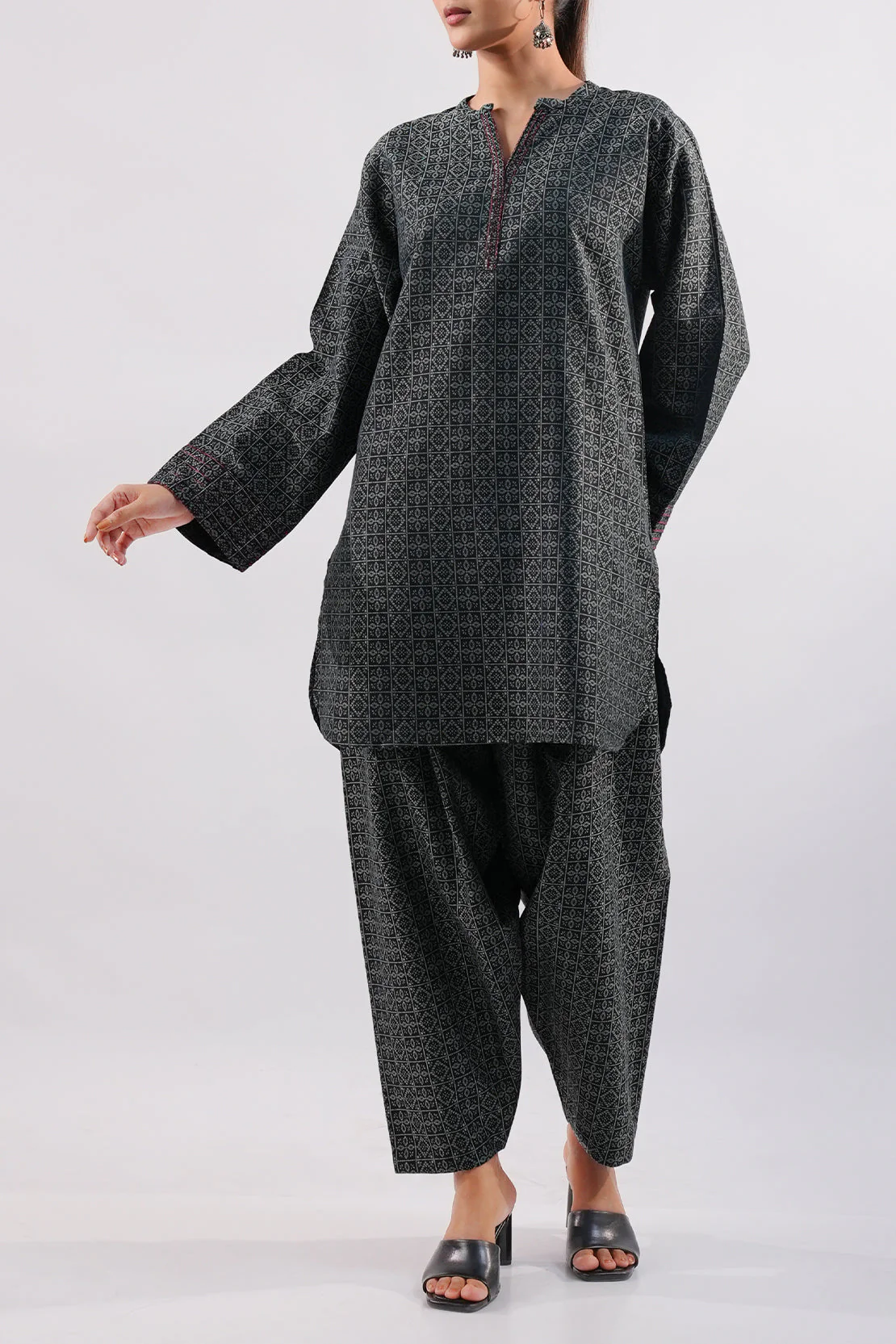 Jacquard Viscose Stitched 2 Piece (Shirt/Trouser) - Image 4