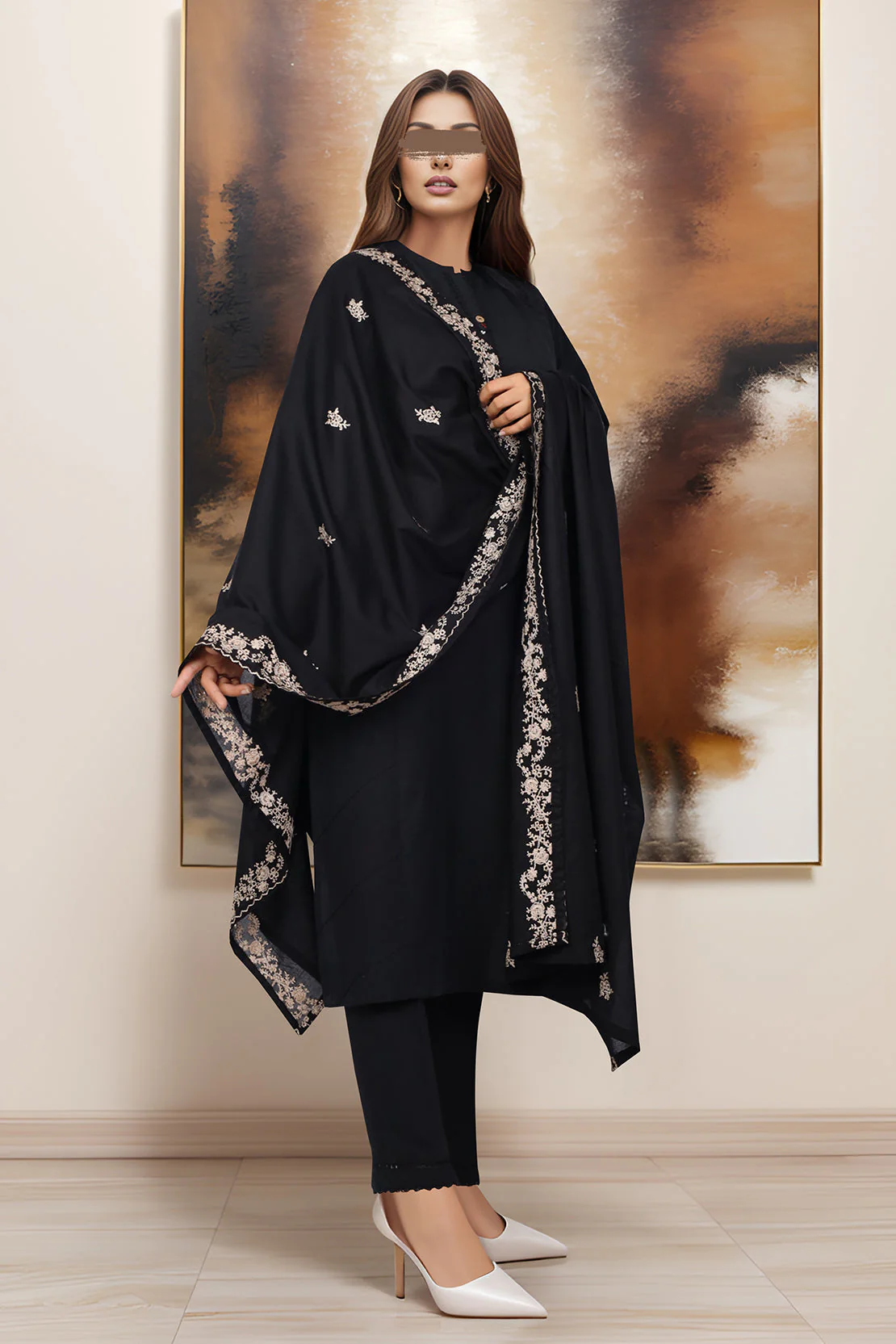 Embroidered Lawn Dupatta - Image 2
