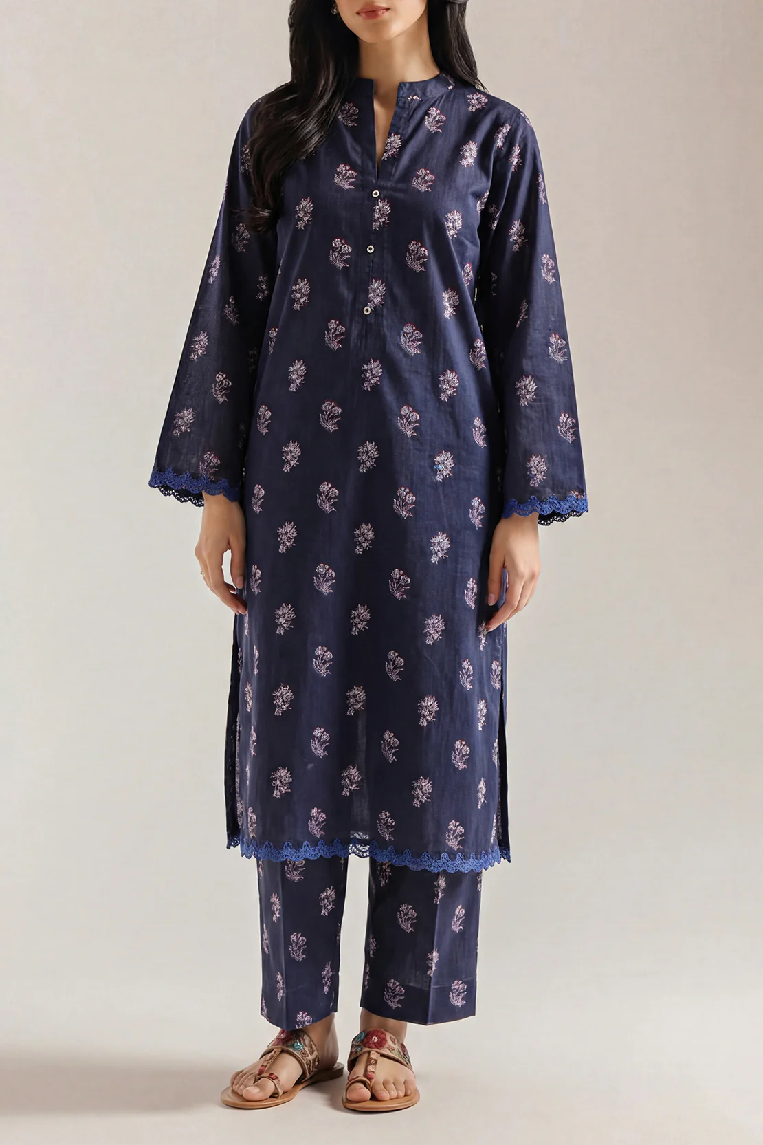 Lawn Printed Jacquard Emb Stitched Shirt - Image 2