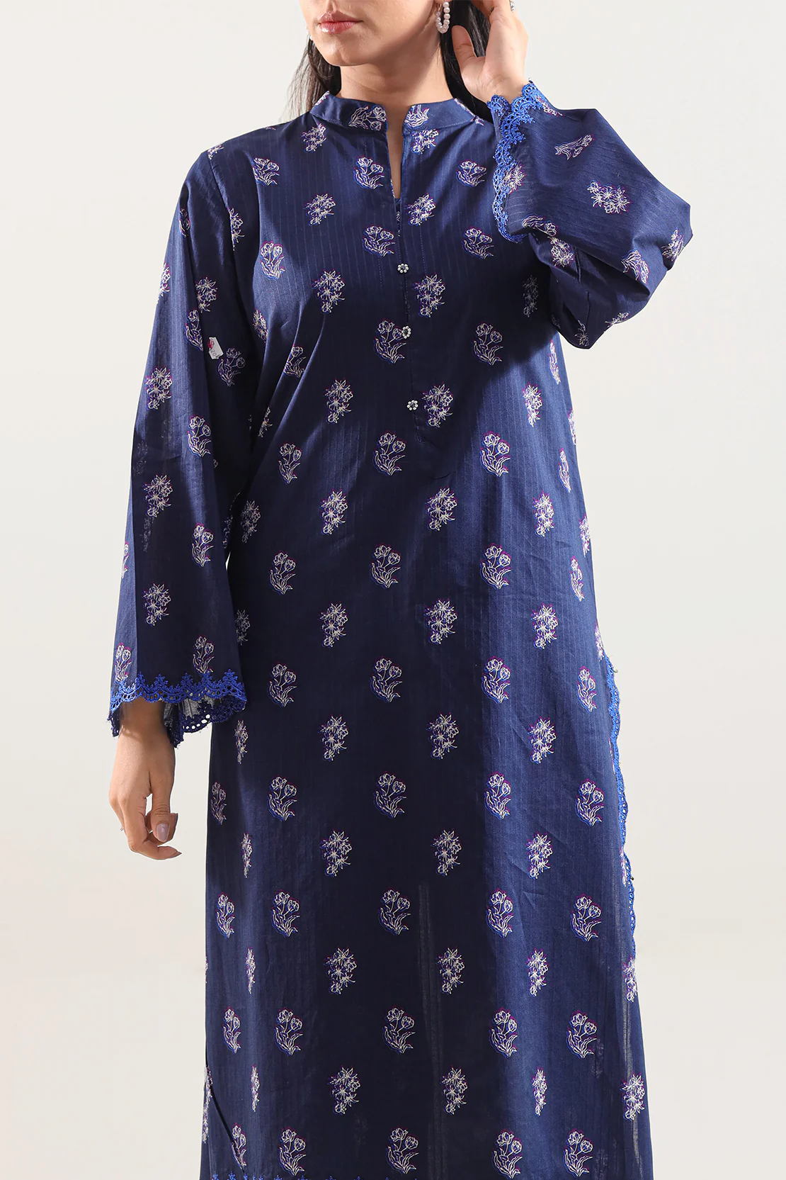 Lawn Printed Jacquard Emb Stitched Shirt - Image 3