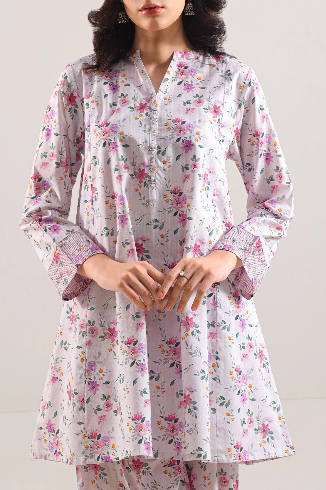 Lawn Printed Jacquard Emb Stitched Shirt - Image 3