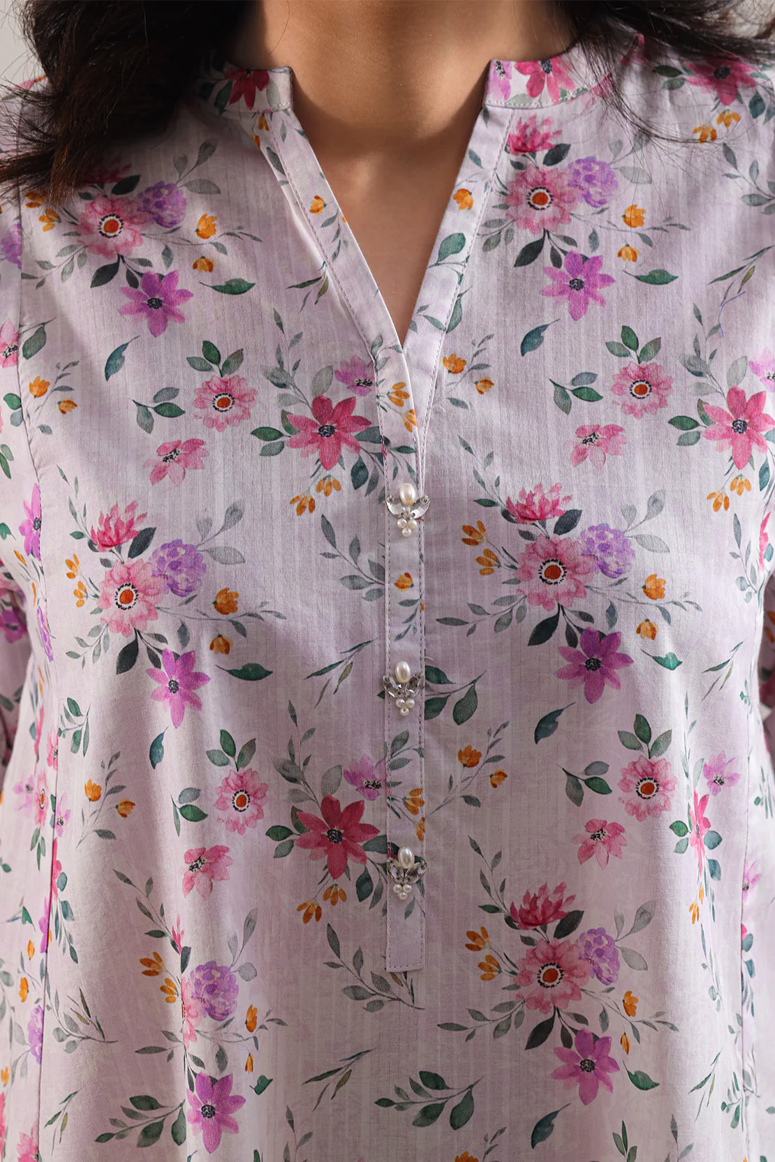 Lawn Printed Jacquard Emb Stitched Shirt - Image 4