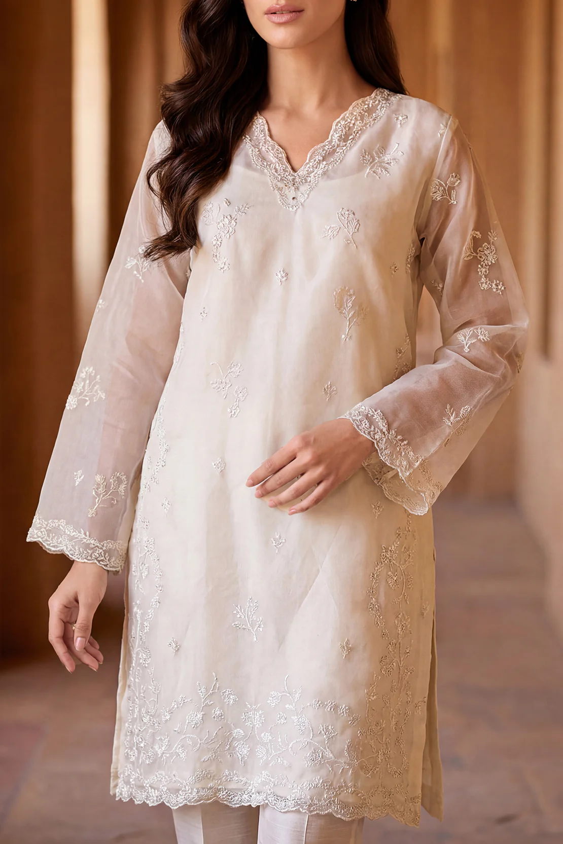 Luxury Pret Embroidered Stitched Organza 2 Piece (Shirt/Trouser) - Image 2
