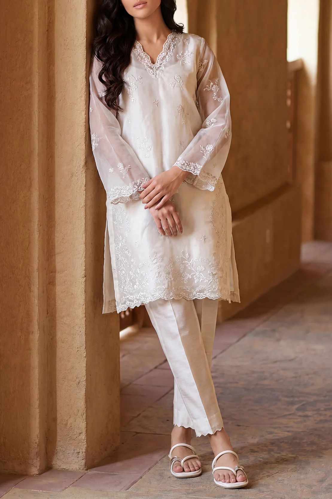 Luxury Pret Embroidered Stitched Organza 2 Piece (Shirt/Trouser) - Image 4