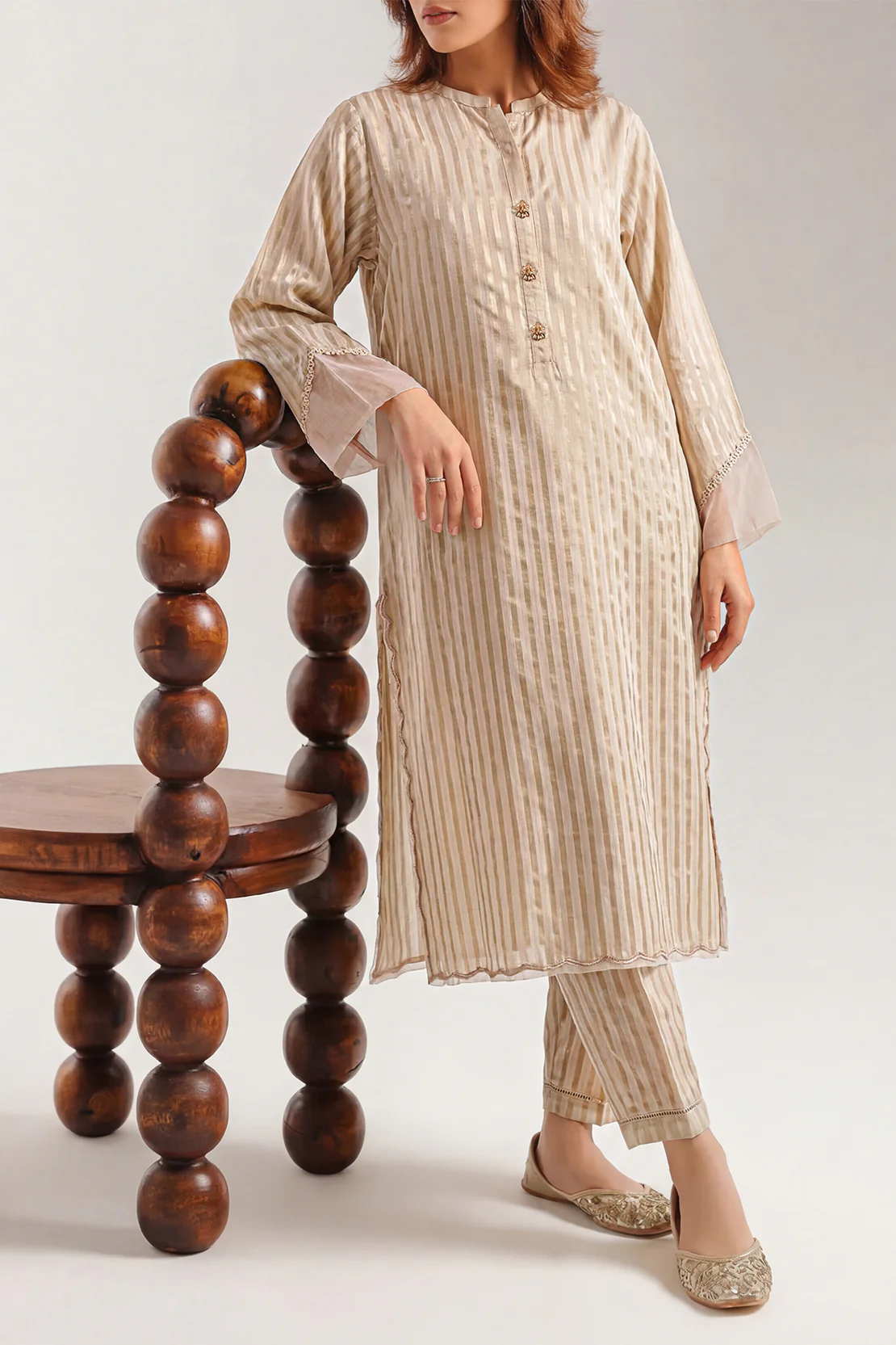 Lux Pret Stitched Zari Mesuri 2 Piece (Shirt/Trouser)