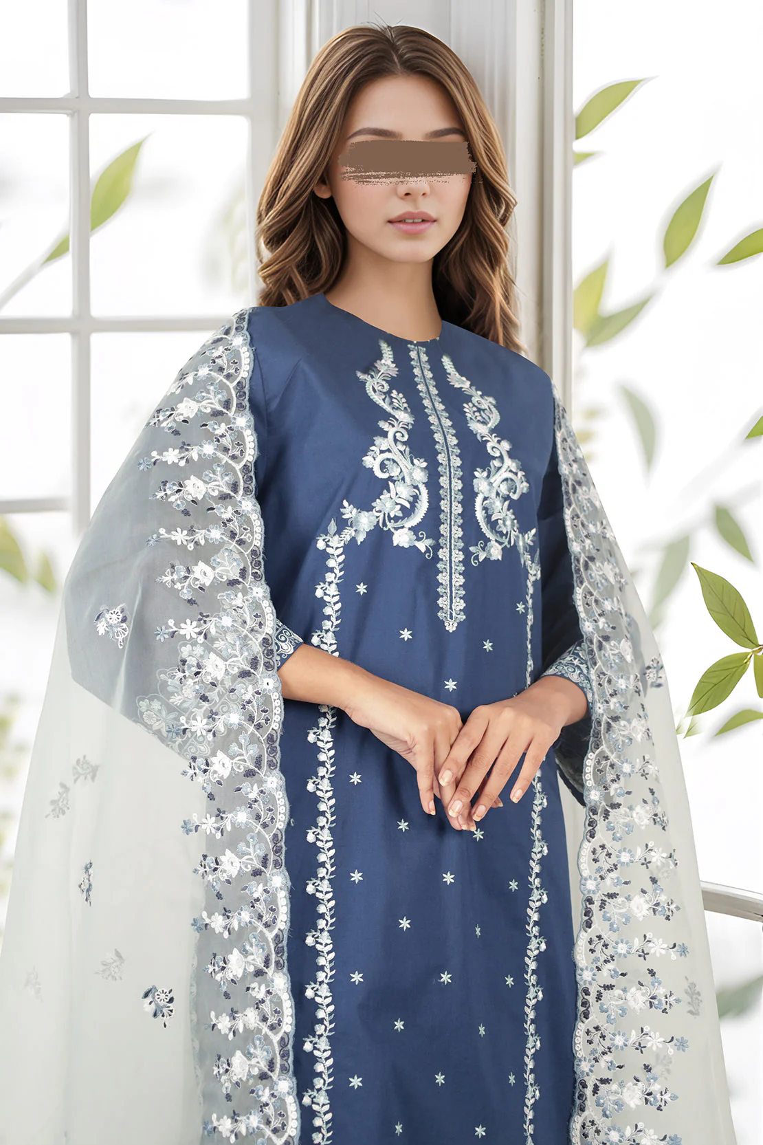 Luxury Pret Cotton Embroidered Stitched 3 Piece